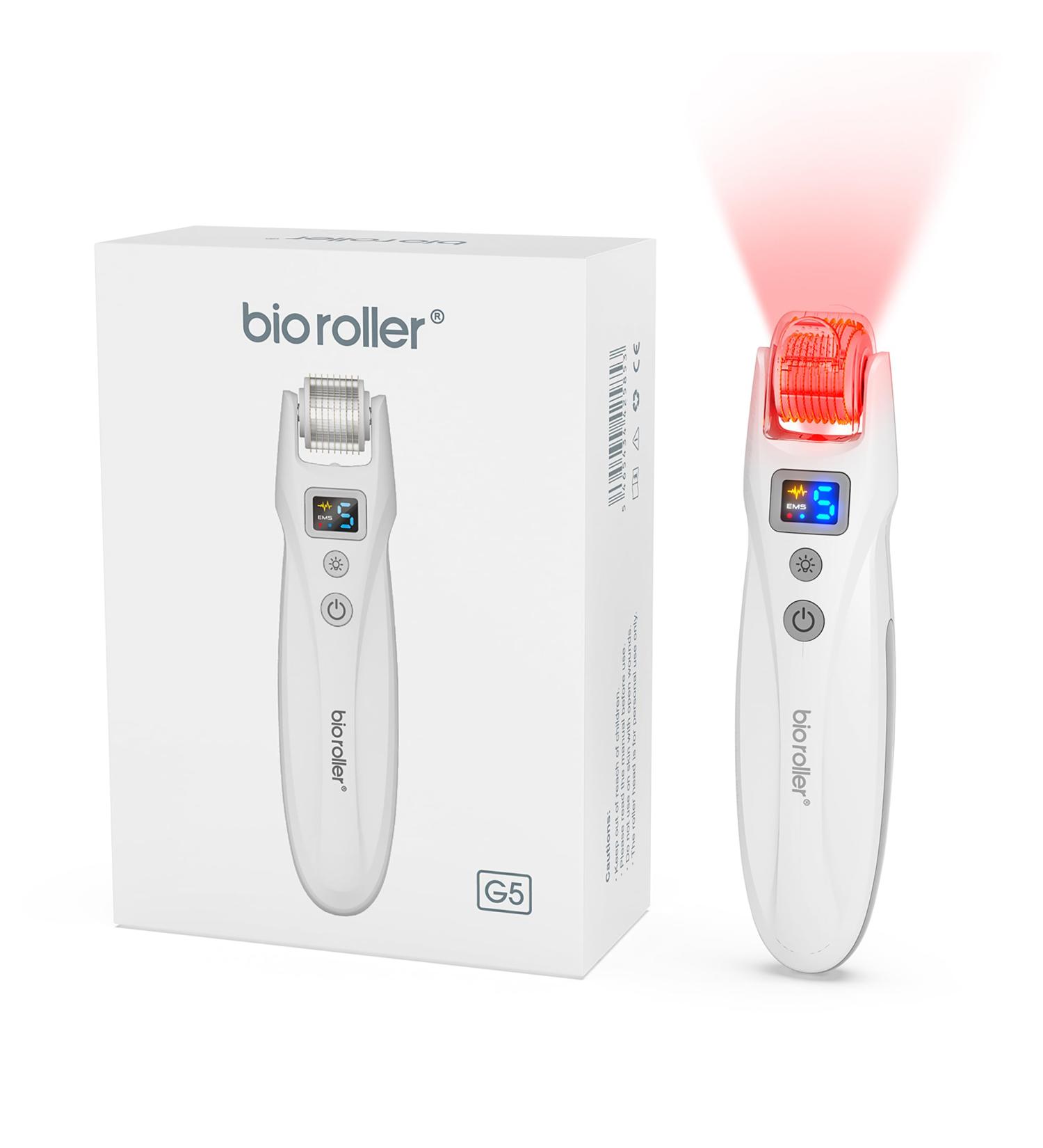 Derma Roller - EMS Microneedle Roller Stamp - 540 Titanium Pins Microcurrent Roller with 2LED light and vibrations for Beard Hair Growth & Brilliant Skin men and wowen - Buy Online on GoSupps.com