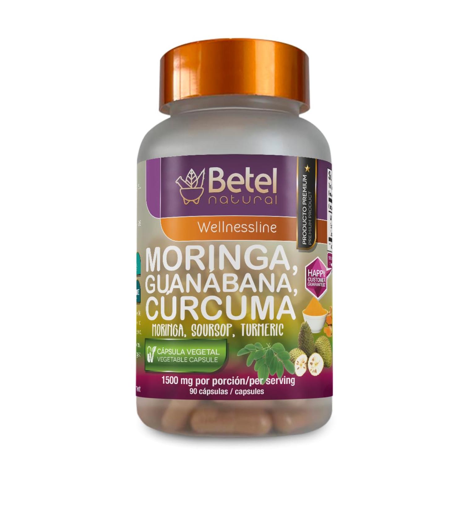 Betel Natural Premium Moringa Guanabana and Curcuma 3 Powerful Superfoods in 1-90 Capsules - Buy Online on GoSupps.com