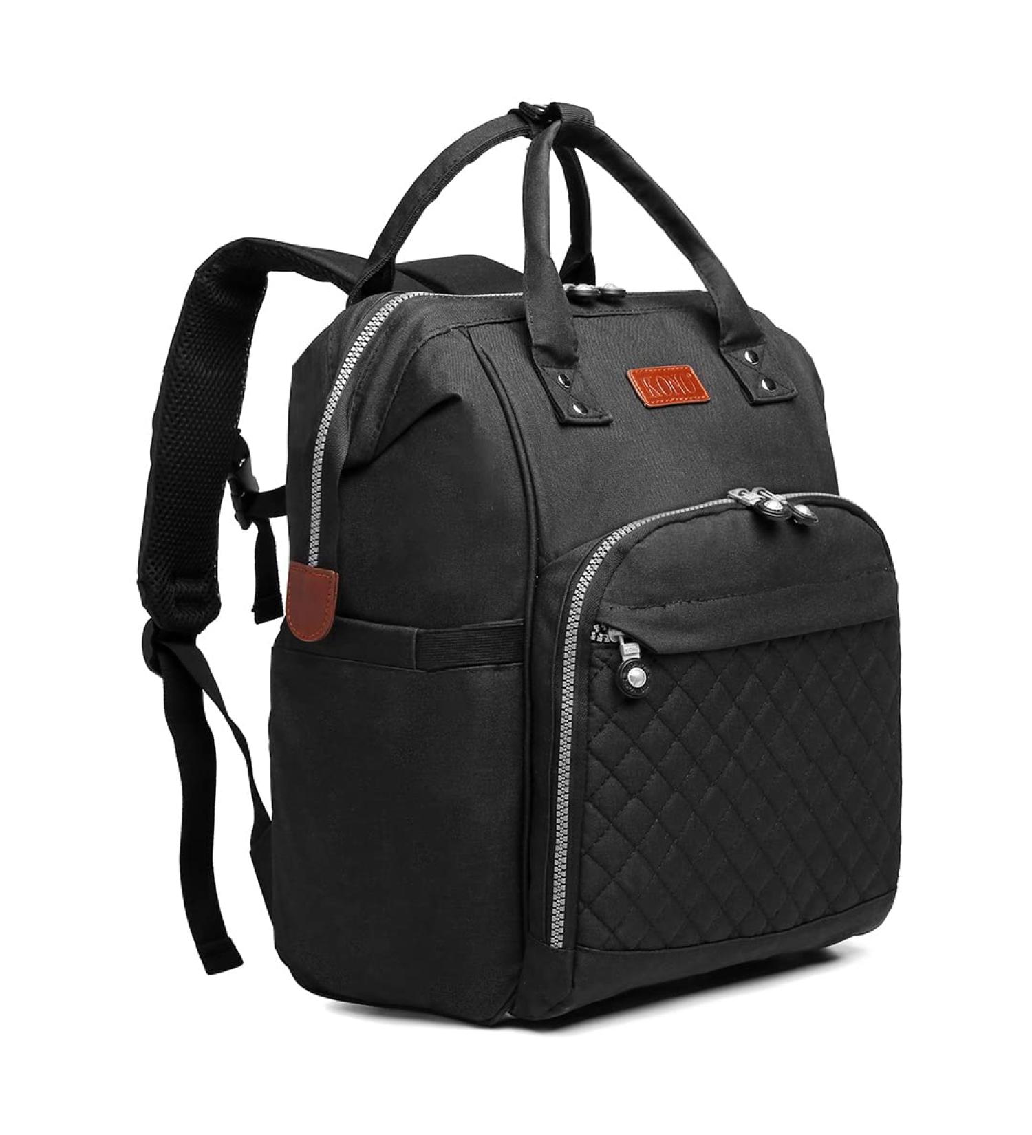 KONO Baby Diaper Bag - Multifunctional Nappy Backpack with Large Capacity & Stroller Straps - Black - Buy Online on GoSupps.com