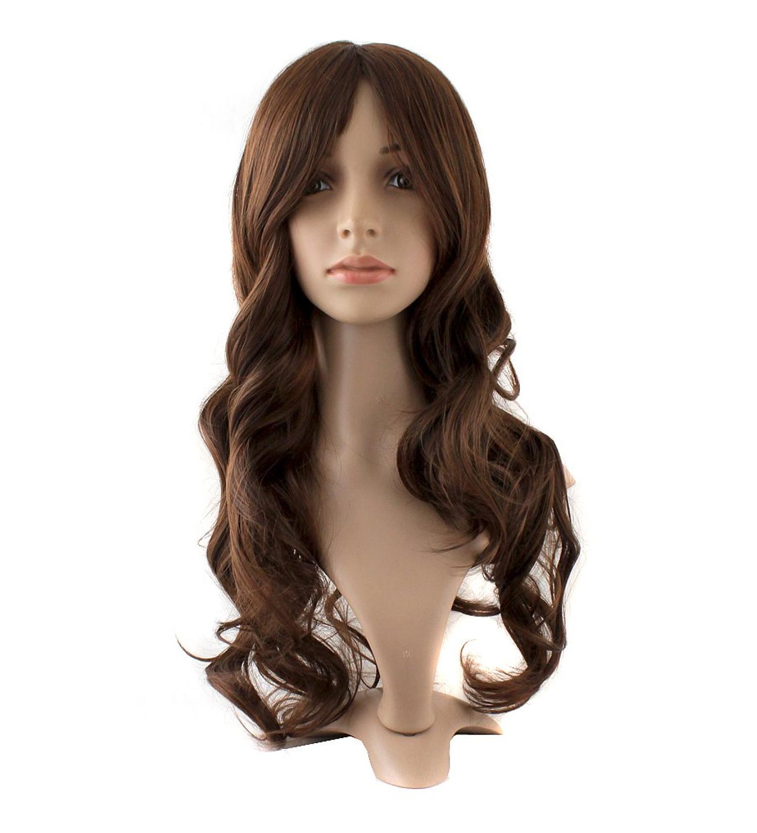 MapofBeauty Long Wavy Hair Wig in Brown - Women's Party Full Wig | Synthetic Fiber - Buy Online on GoSupps.com