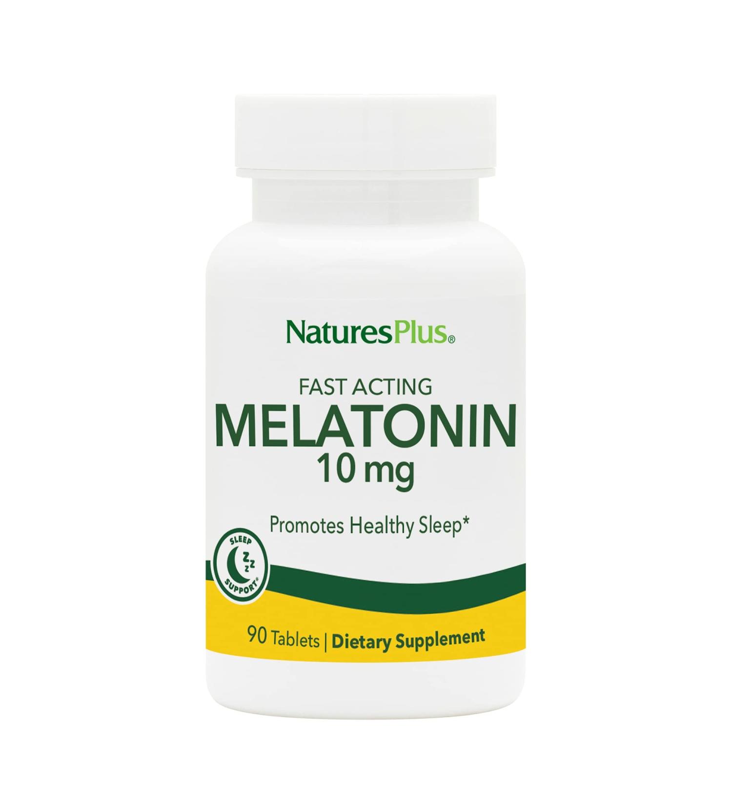 Nature's Plus Melatonin 10 mg - 90 Tablets for Better Sleep | High-Quality Sleep Support - Buy Online on GoSupps.com