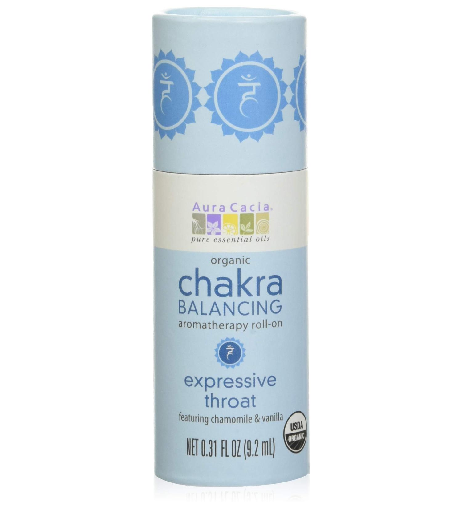 Aura Cacia Organic Chakra Balancing Roll-on - Expressive Throat Aromatherapy - 0.31 oz | Shop Internationally - Buy Online on GoSupps.com