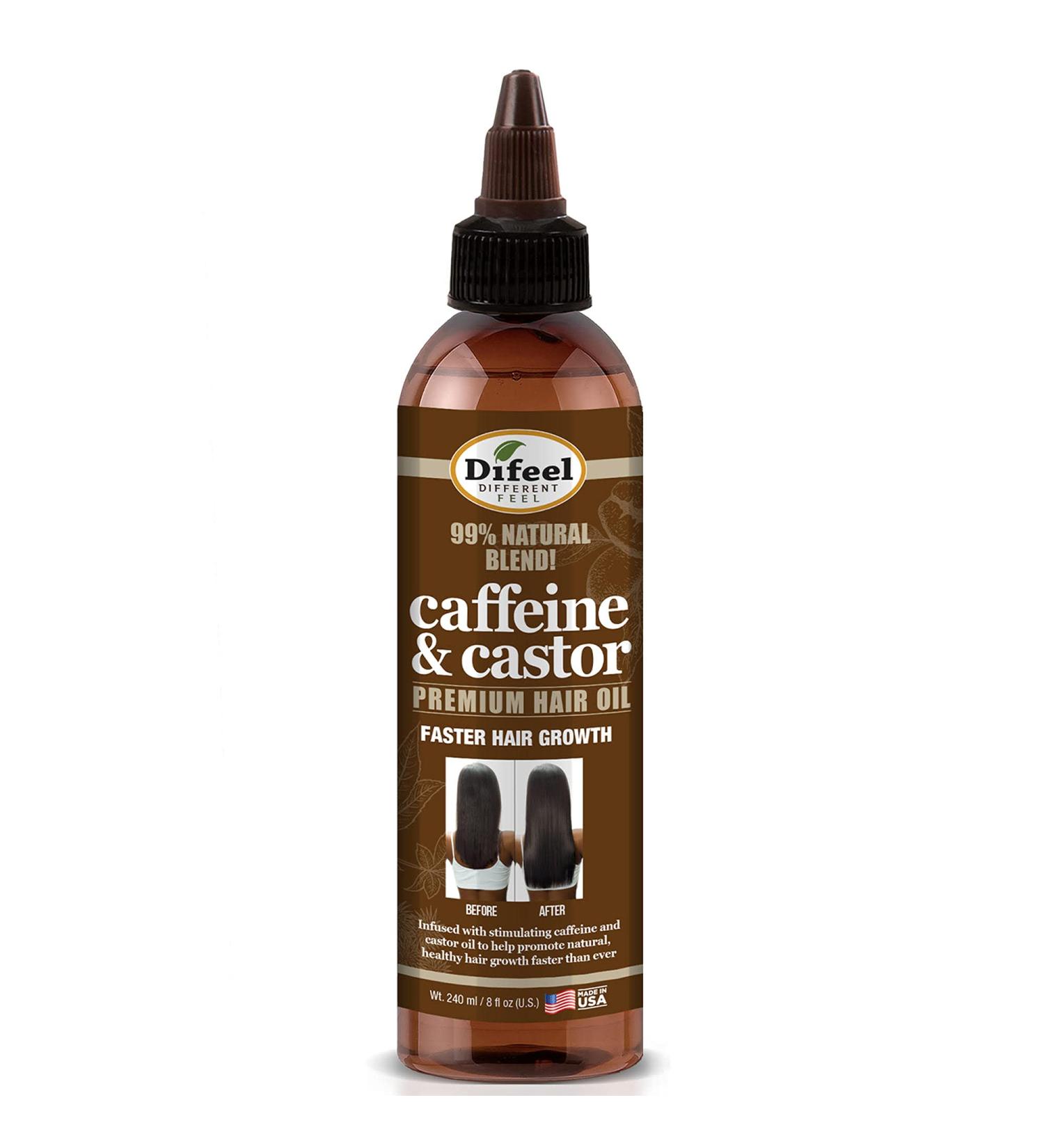 Difeel 99% Natural Premium Hair Oil - Caffeine & Castor for Fastest Hair Growth - 8 oz - Buy Online on GoSupps.com