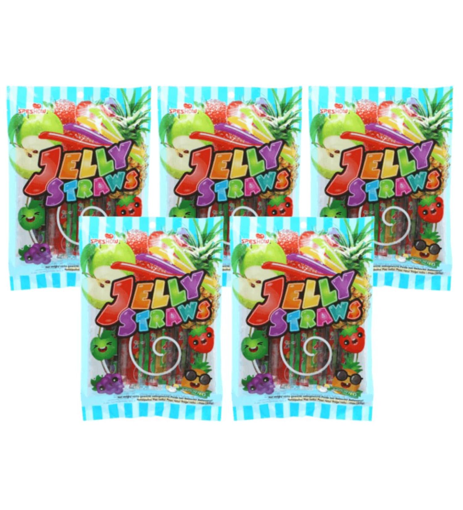Candybox Fruit rubber sticks Speshow Jelly Straws - Jelly jelly stripes - Tik Tok Challenge Long Jellys - Kaubonbon rods - Soft caustic with fruit - 1500 ml 5 Pack Jelly Straws
