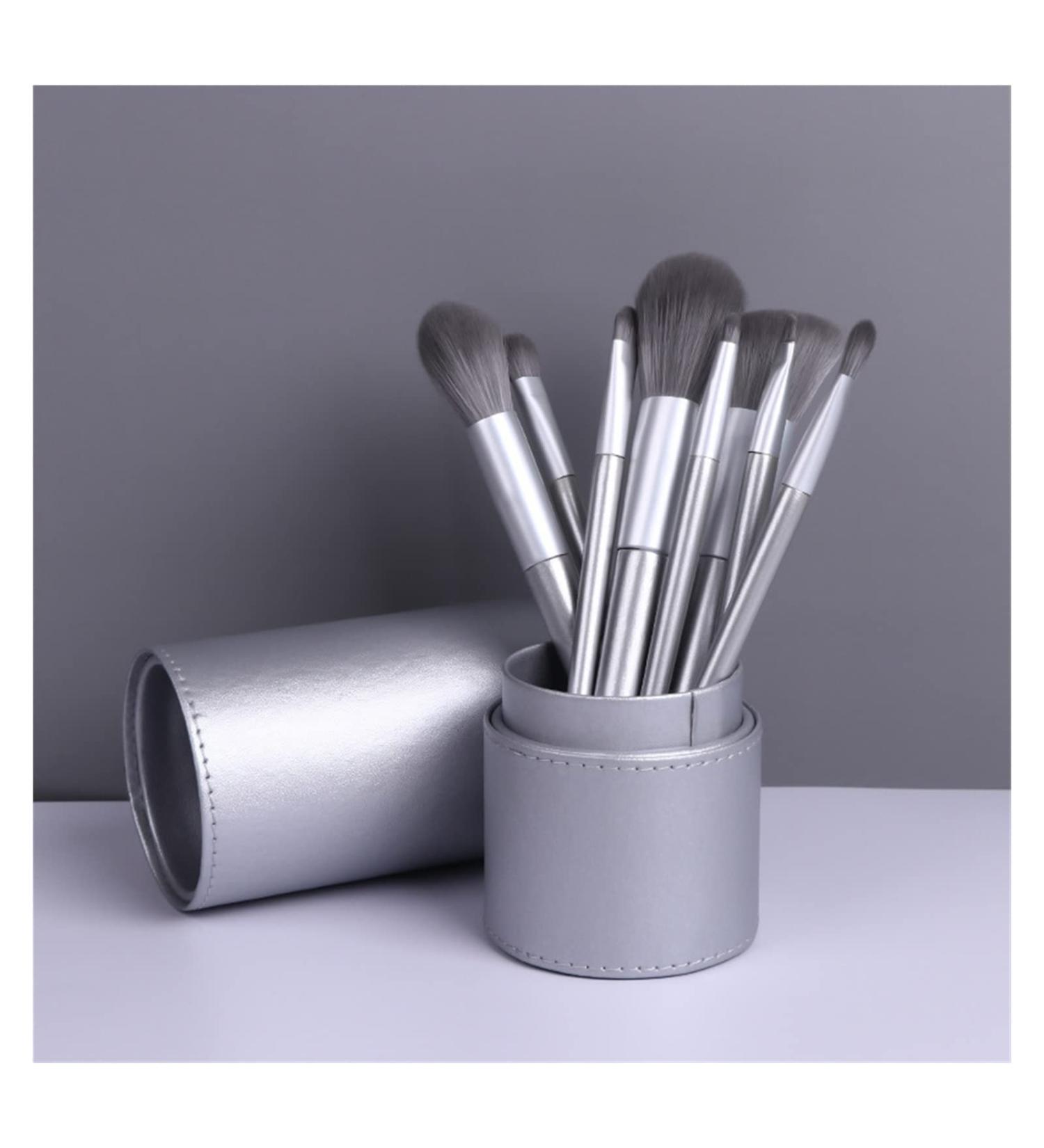 Premium Makeup Brush Set with PU Bucket Organizer - Soft Wood Handle & Concealer Brush - Complete Makeup Essentials - Buy Online on GoSupps.com