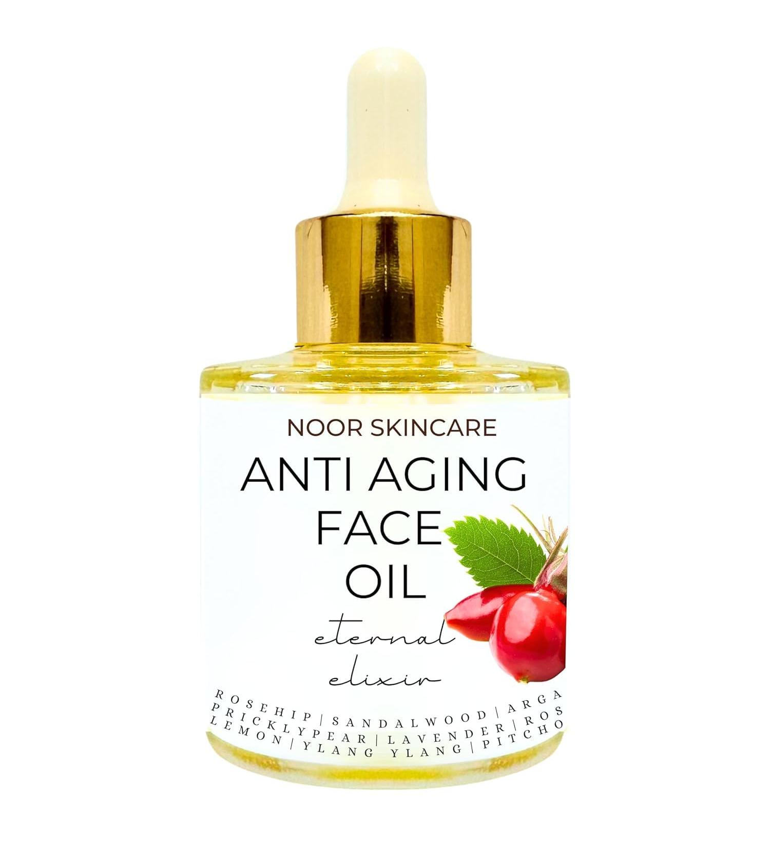 Noo r Skincare Face Oil for Glowing Skin & Gua Sha Massage 100% Natural with Rosehip Jojoba Argan & Vitamin E Anti Aging Night Serum for Skin Tightening & Fine Lines Women/Men (30ml) - Buy Online on GoSupps.com