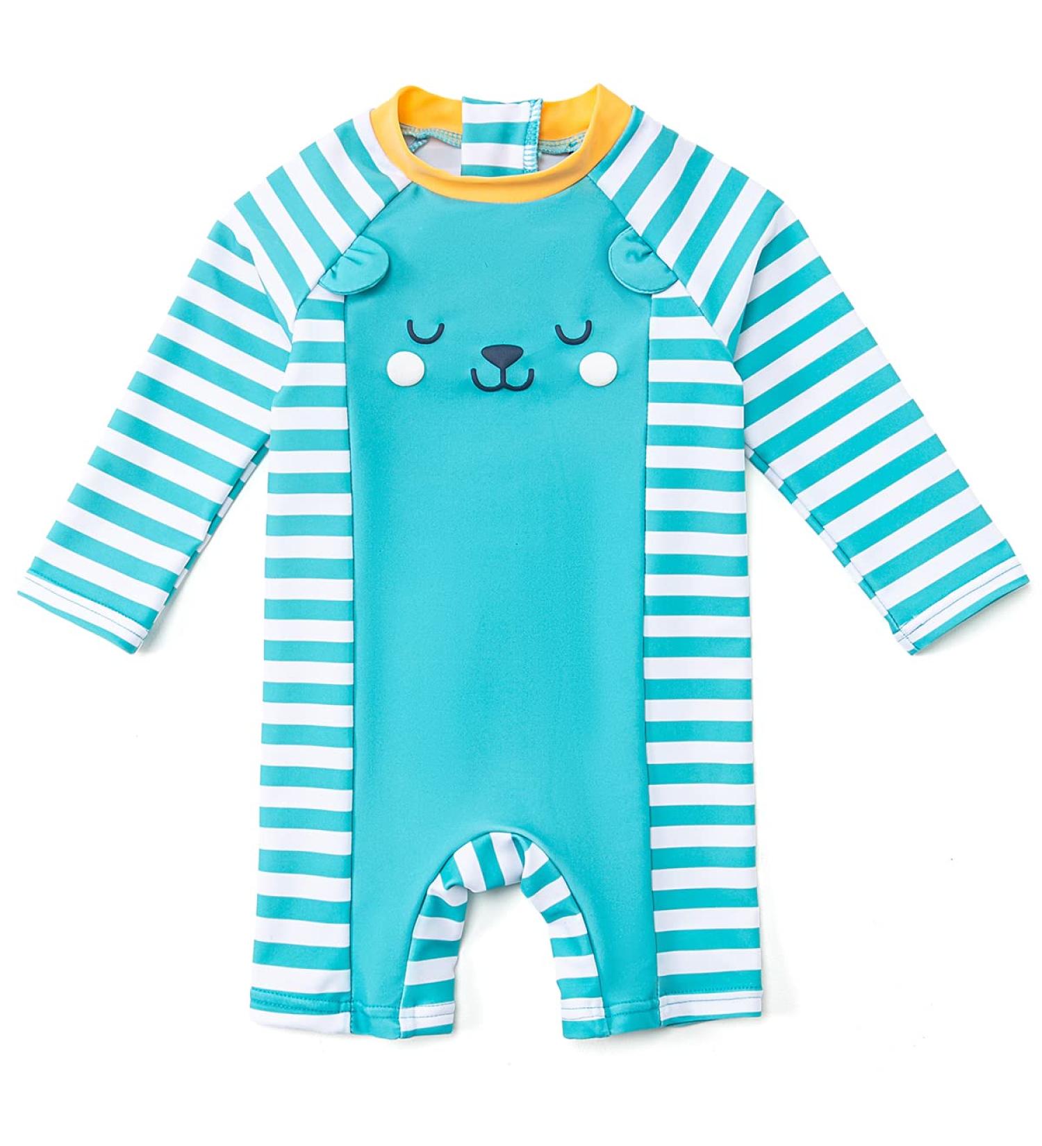 Bonverano Baby Boys Swimsuit - Long-Sleeve Zipper One Piece Swimwear with UPF 50+ Sun Protection - Bear Design - 9-12 Months - Buy Online on GoSupps.com