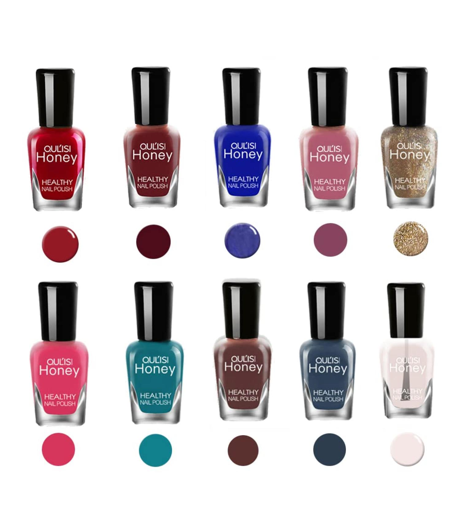 TEEROVA Nail Polish Set Non-Toxic Nail Polish Easy Peel off & Quick Dry Natural Odor Free Formula Water based Nail Polish Gift Set (Set F (8MLX10)) - Buy Online on GoSupps.com
