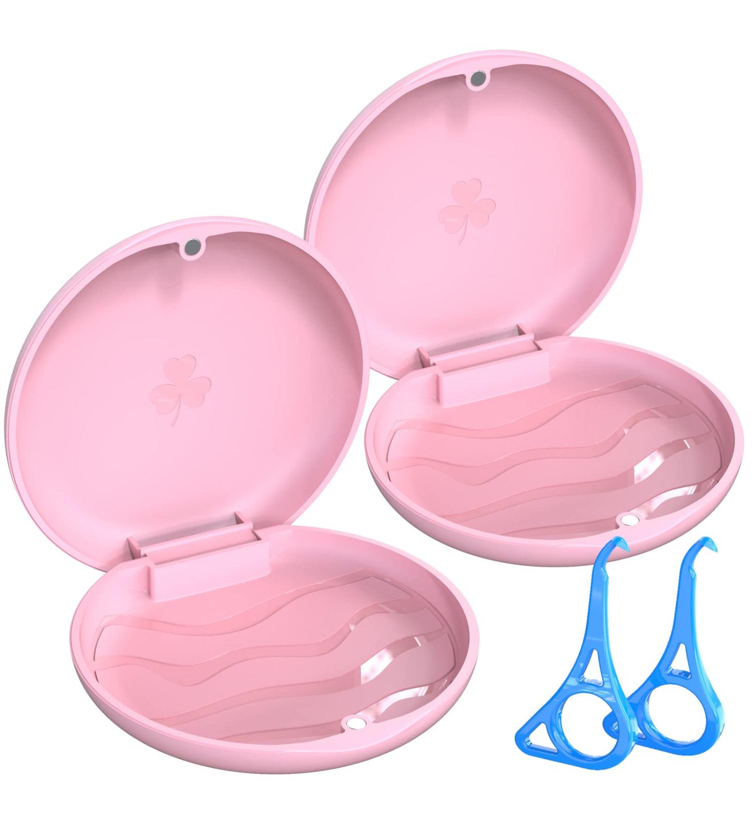Buy 2-Piece Braces Bite Can & Denture Container Set | Tooth Rail Box & Aligners - Prosthetic & Braces Storage in Pink - Buy Online on GoSupps.com