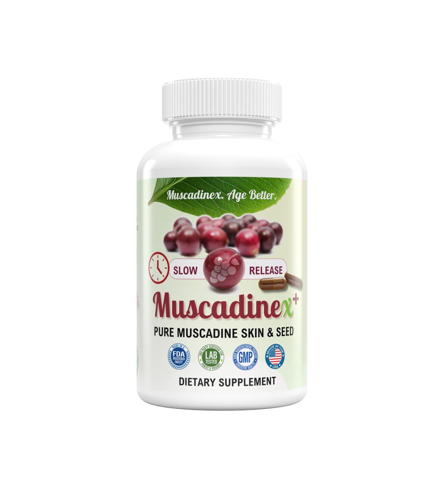 USA Muscadine Quercetin, Ellagic Acid, Resveratrol, Myricetin, Kaempferol & BioPerine - Time Release Capsules for Extra Bioavailability - Vegan - Non GMO - Gluten Free - Made in USA - Buy Online on GoSupps.com