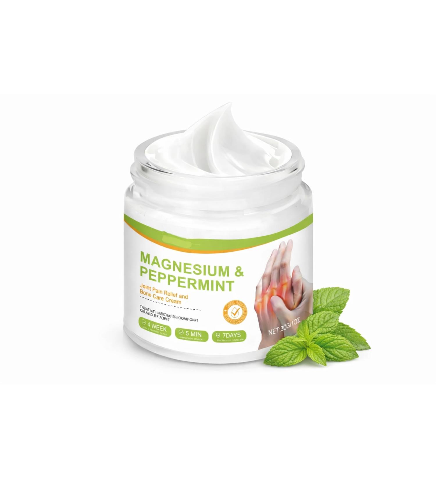 Magnesium & Peppermint Joint Care Cream Cooling Bone & Muscle Comfort Cream with Magnesium Chloride Daily Massage Moisturizing Cream for Joint Movement Support. (1Pcs) - Buy Online on GoSupps.com
