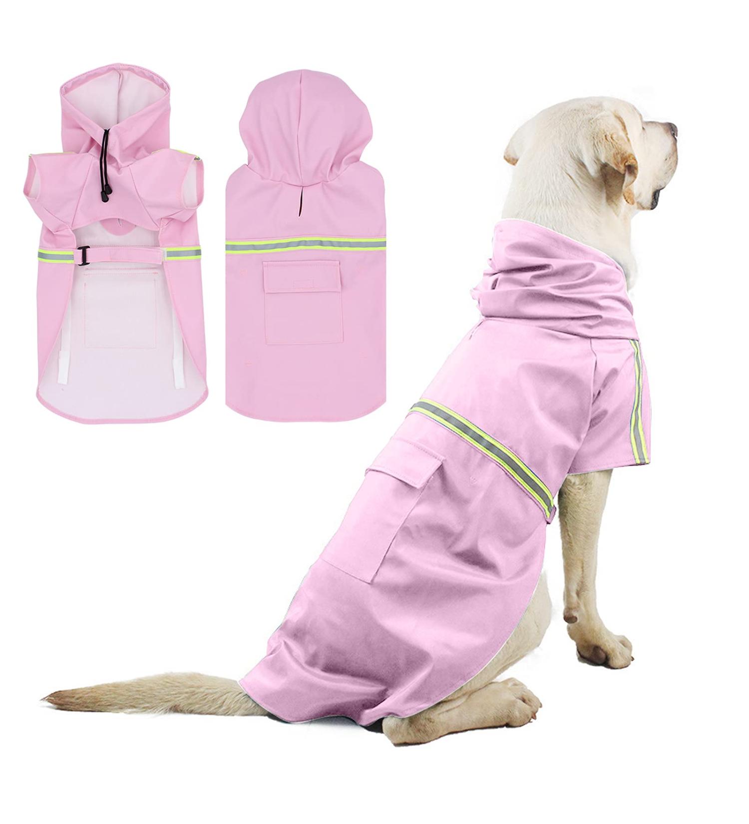 PETCUTE Dog Raincoat - Waterproof Windproof & Reflective - Adjustable Rain Jacket for Small Medium & Large Dogs - 3XL Pink - Buy Online on GoSupps.com