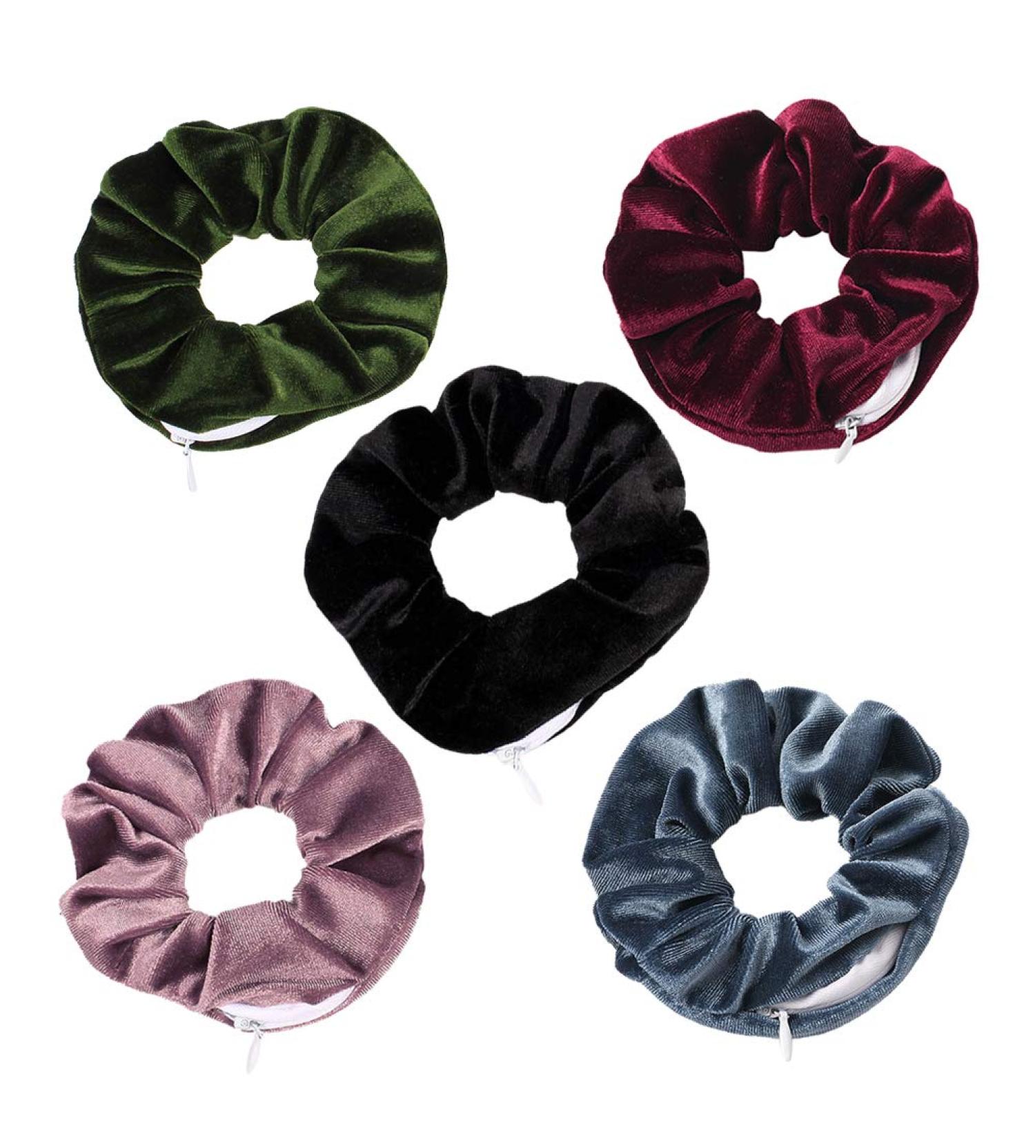 Kimilike Velvet Scrunchie with Zip Pocket - Stylish Elastic Hair Accessory for Women & Girls - Buy Online on GoSupps.com
