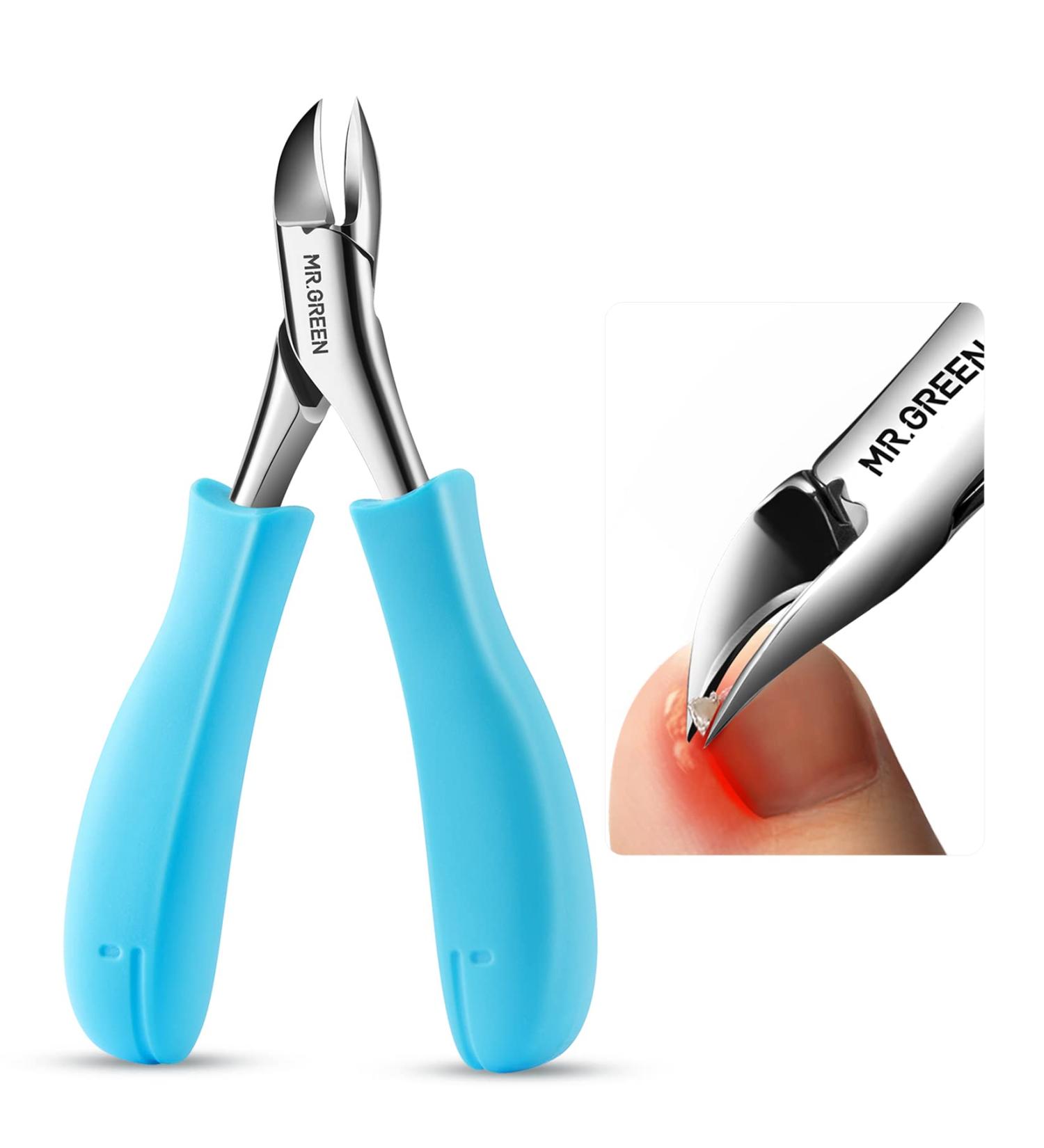 MR.GREEN Anti-Splash Toe Nail Clippers - Professional Pedicure Tool for Ingrown & Thick Nails - Blue Handle - Buy Online on GoSupps.com