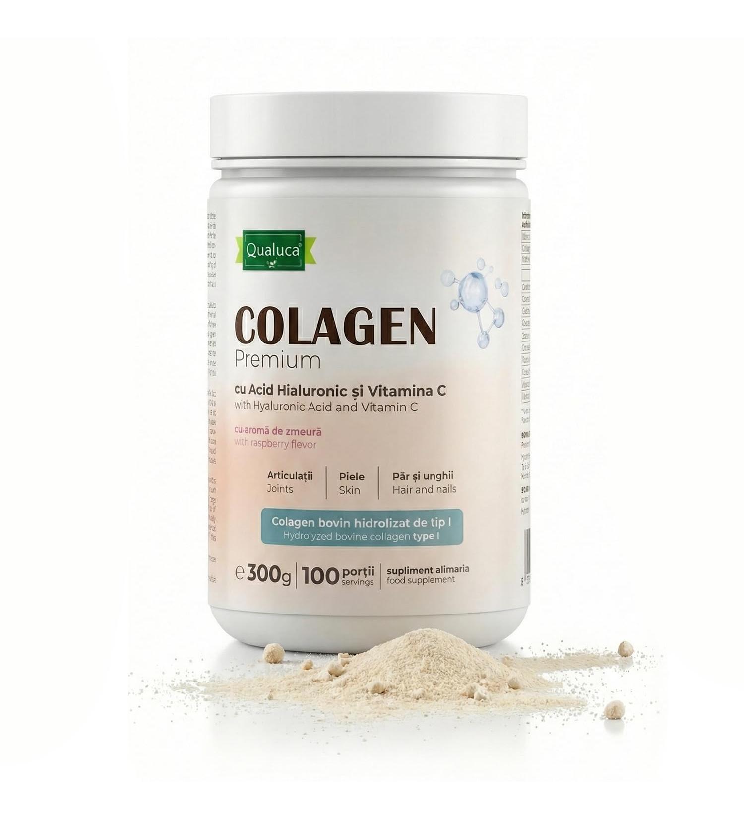 Collag ne avec Acide Hyaluronique et Vitamine C | Type I | 300 g | 100 Portions Ar me Framboise - Buy Online on GoSupps.com