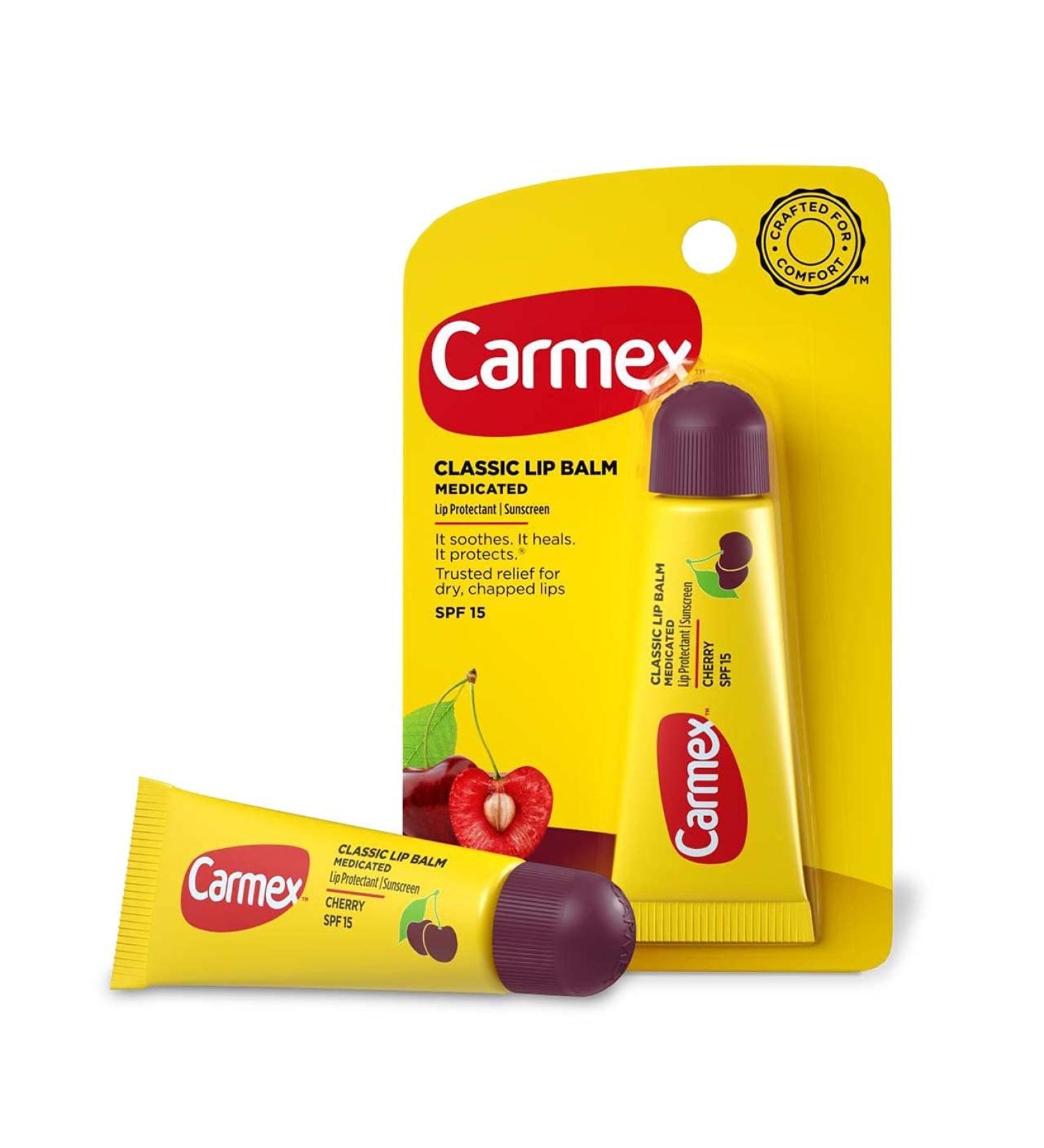 Carmex Moisturizing Lip Balm SPF 15 Cherry | Hydrating Lip Care for All Skin Types | 0.35 oz - Shop Internationally - Buy Online on GoSupps.com