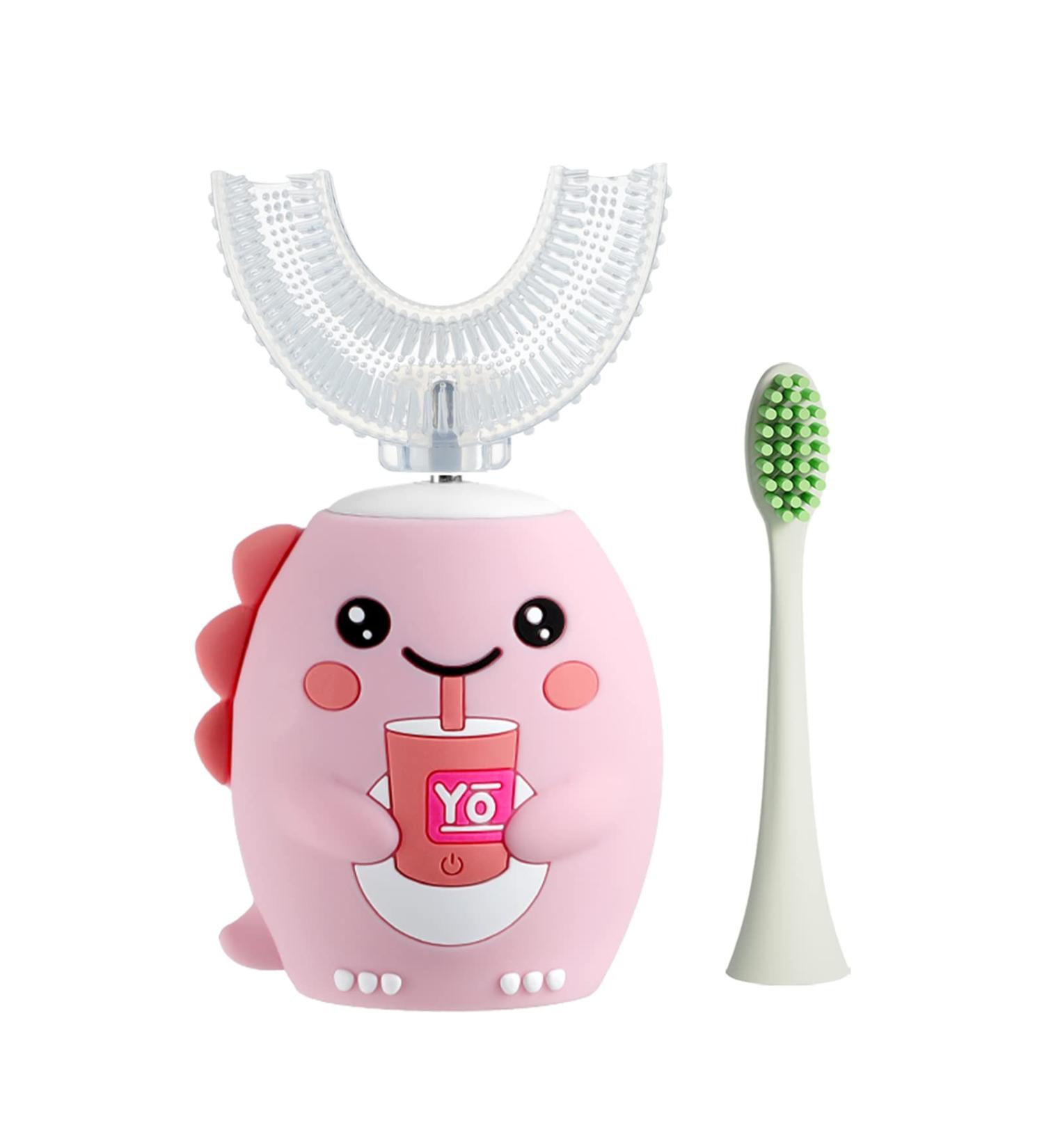 Yodabai Kids Electric U-Shaped Ultrasonic Toothbrush | Rechargeable with Smart Timer | 6 Modes & IPX7 Waterproof | Pink (2-7 Year Old) - Buy Online on GoSupps.com