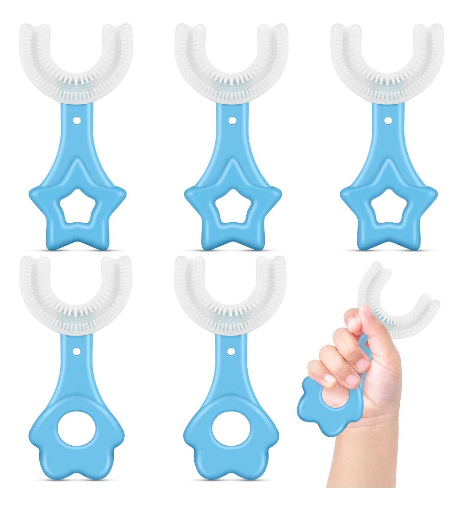 6-Piece Kids U-Shaped Toothbrush Set | Soft Silicone Brush | Whitening & Massage | For Ages 2-8 | Blue - Buy Online on GoSupps.com