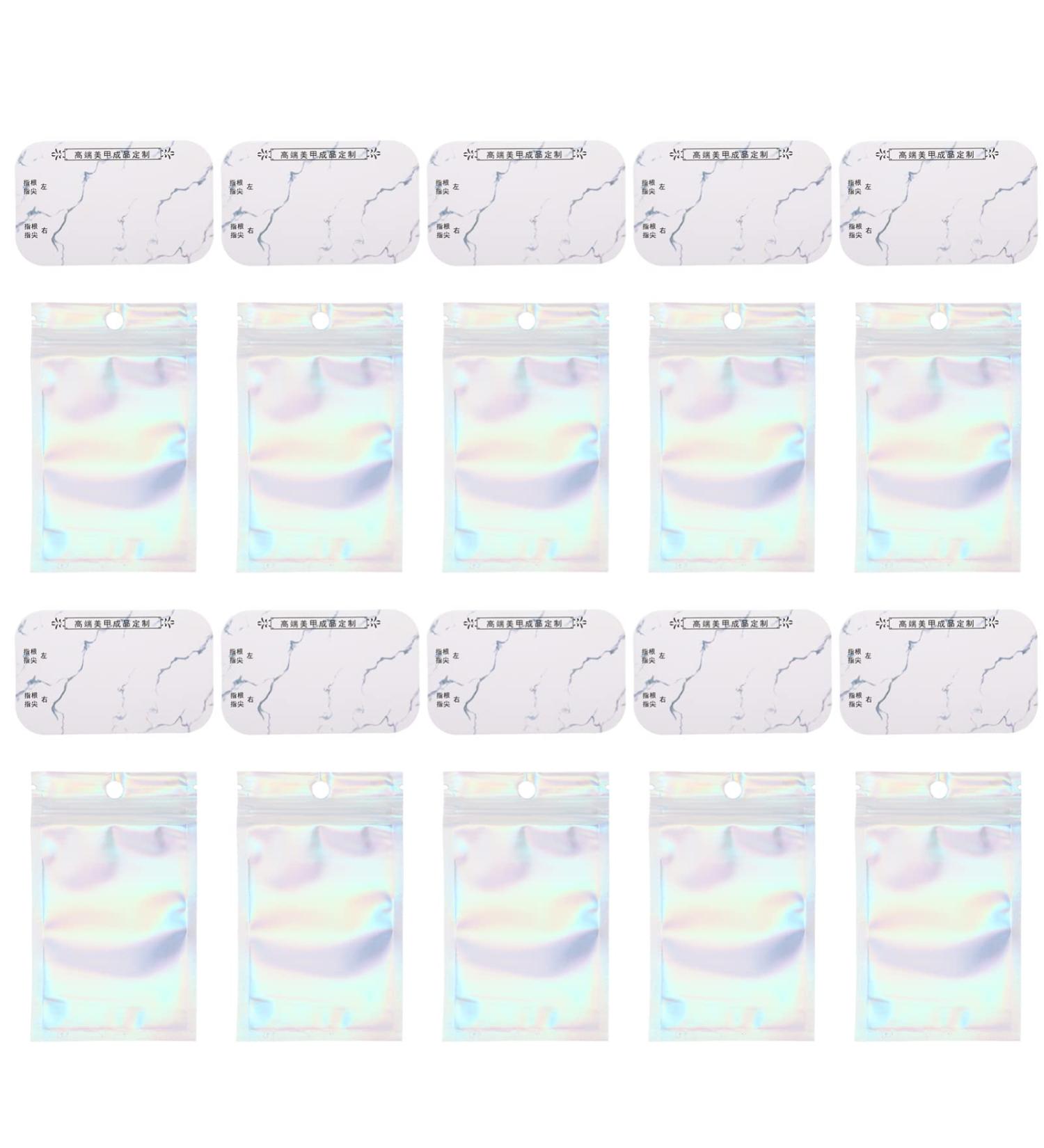 Beaupretty 50 Sets Holographic Nail Tip Bags - Resealable PVC Mini Fake Nails Storage Pouch for Manicure | International Shipping Available - Buy Online on GoSupps.com