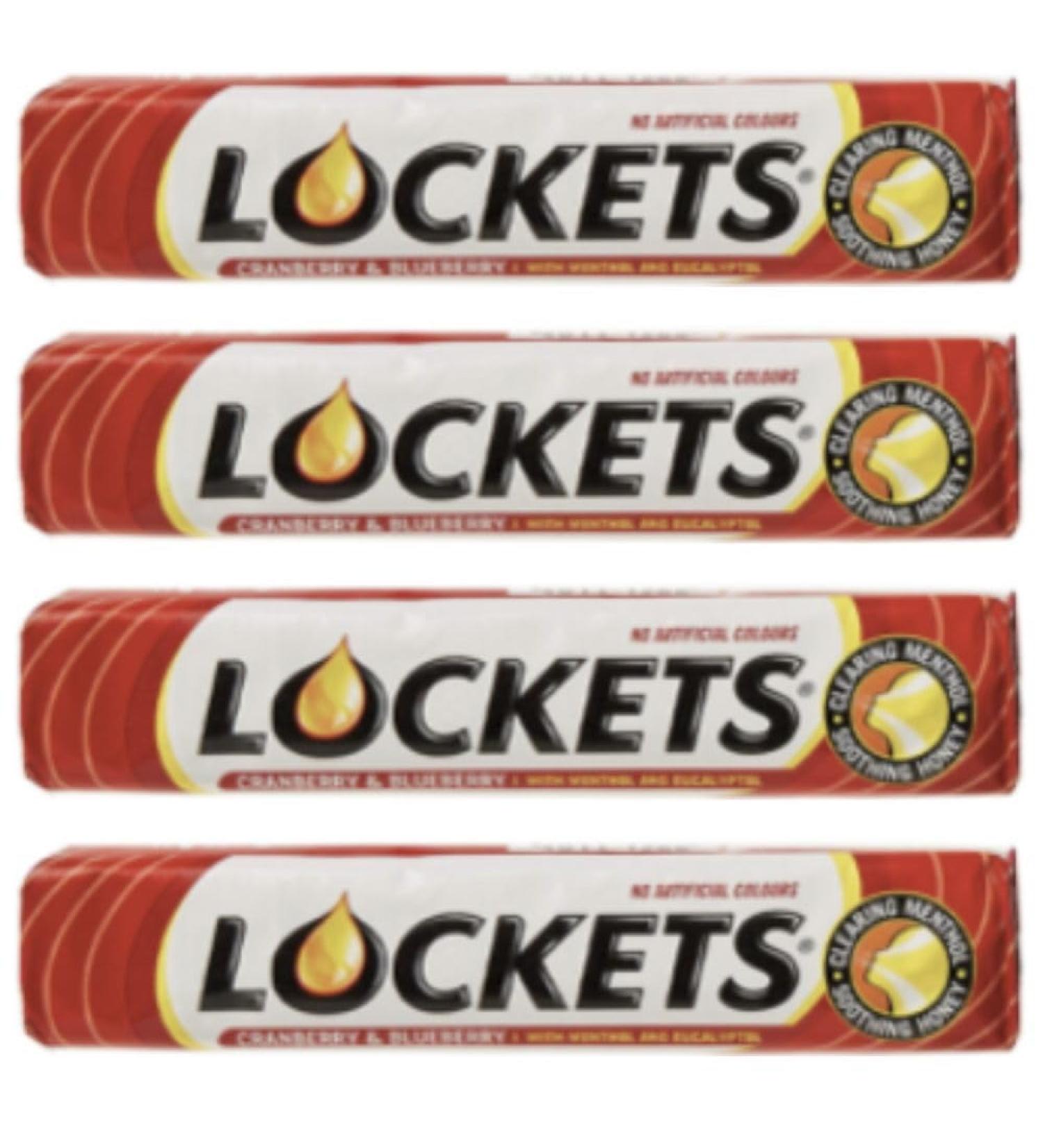 Lockets Multi Pack - 4 Packs of Cranberry & Blueberry Menthol Eucalyptus Lozenges (41g Each)