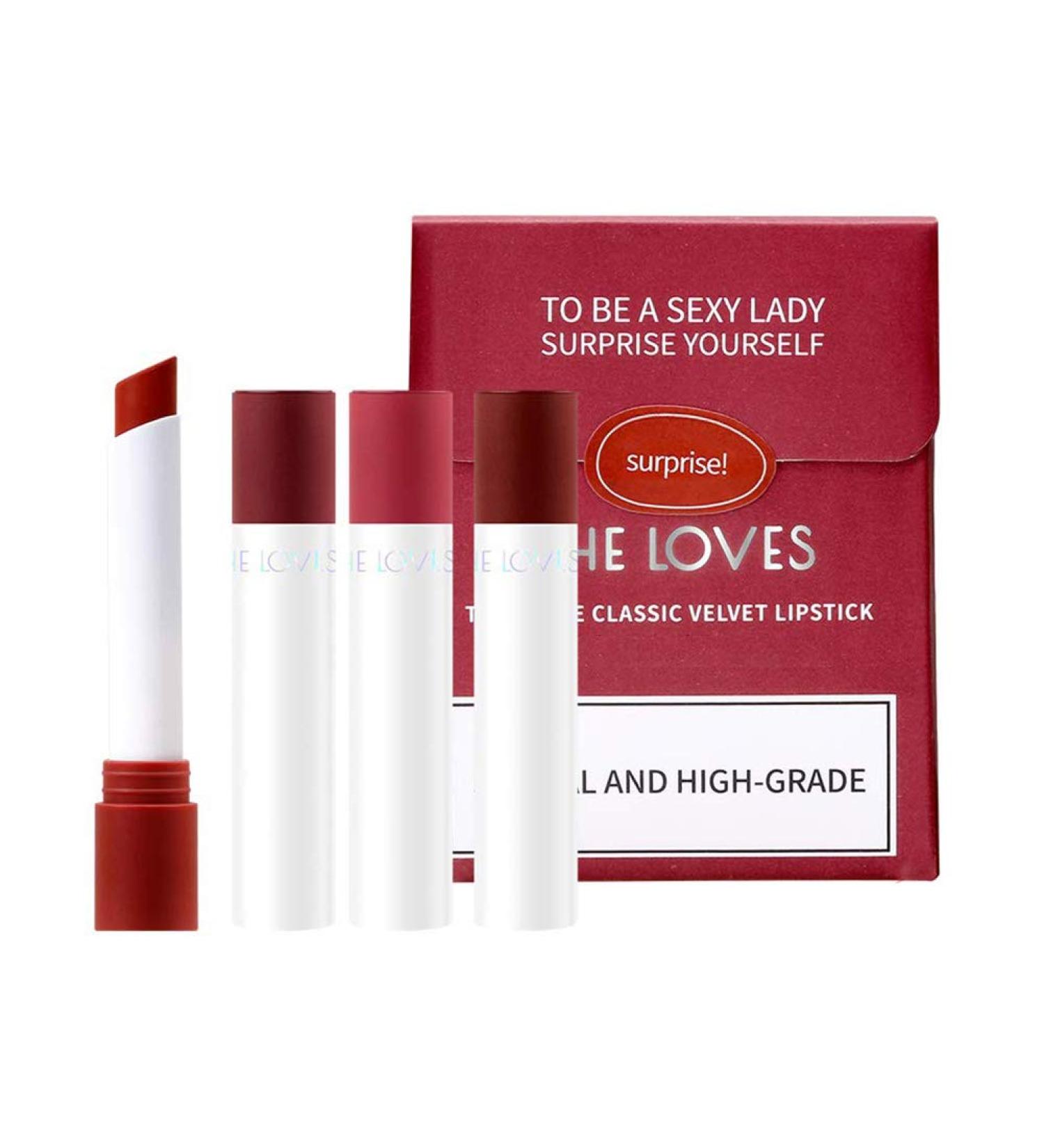 Buy Long Lasting Matte Lipstick Set - 4 Shades of Red Waterproof & Moisturizing Velvet Lipsticks for Women - Buy Online on GoSupps.com