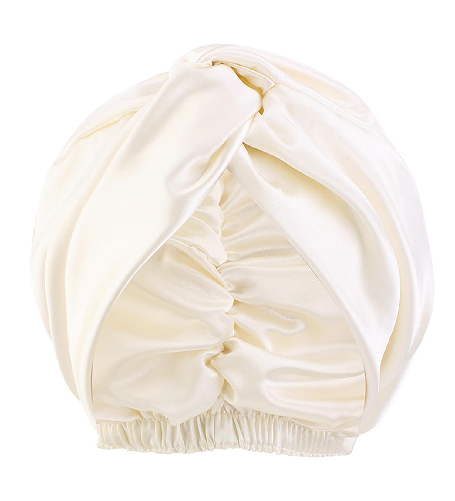 100% Mulberry Silk Night Hat for Women | Adjustable Soft Silk Bonnet & Shower Cap - Hair Care Hood (Beige) - Buy Online on GoSupps.com