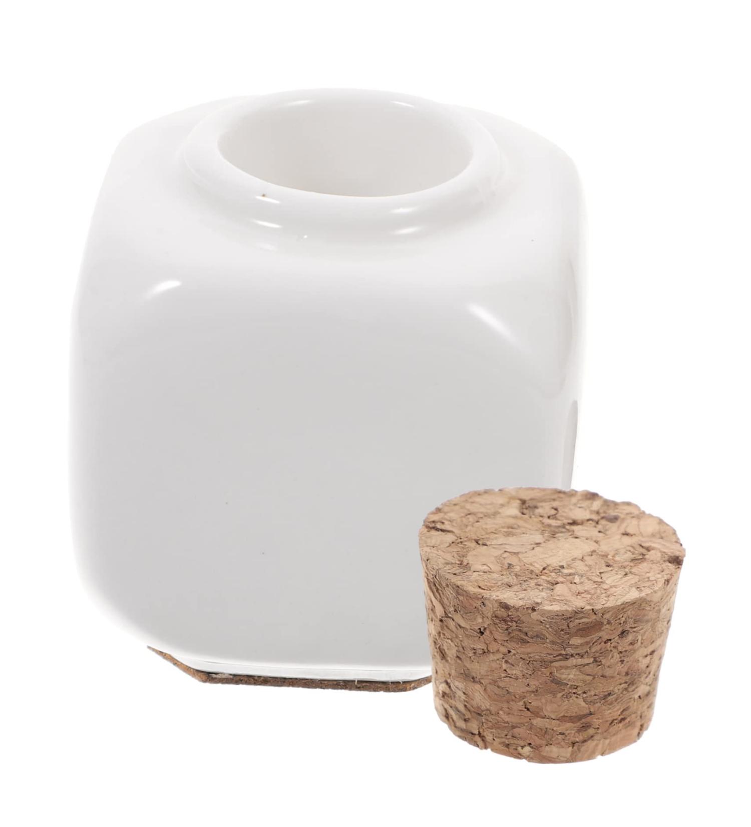 Mikinona Manicure Dishes Refillable Empty Bottle Ceramics Bottle Pill Container Bottle Cosmetic Bottle with Lid Manicue Cups Powder Bottle Jar Nail Cup Nail Art Ceramic Cup Bamboo White - Buy Online on GoSupps.com