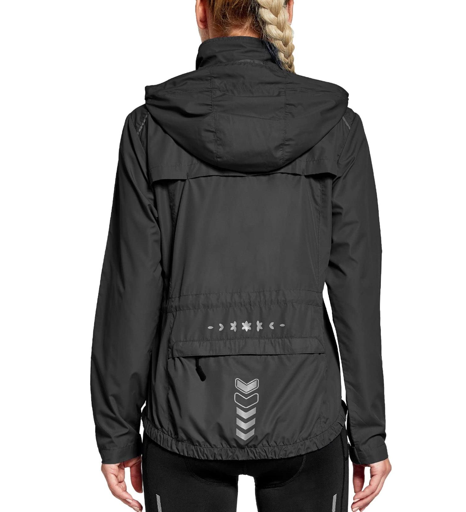 Fitst4 Sports Women's Lightweight Waterproof Bicycle Jacket Reflective Windbreaker for Running Hiking & Trekking Black M - Buy Online on GoSupps.com