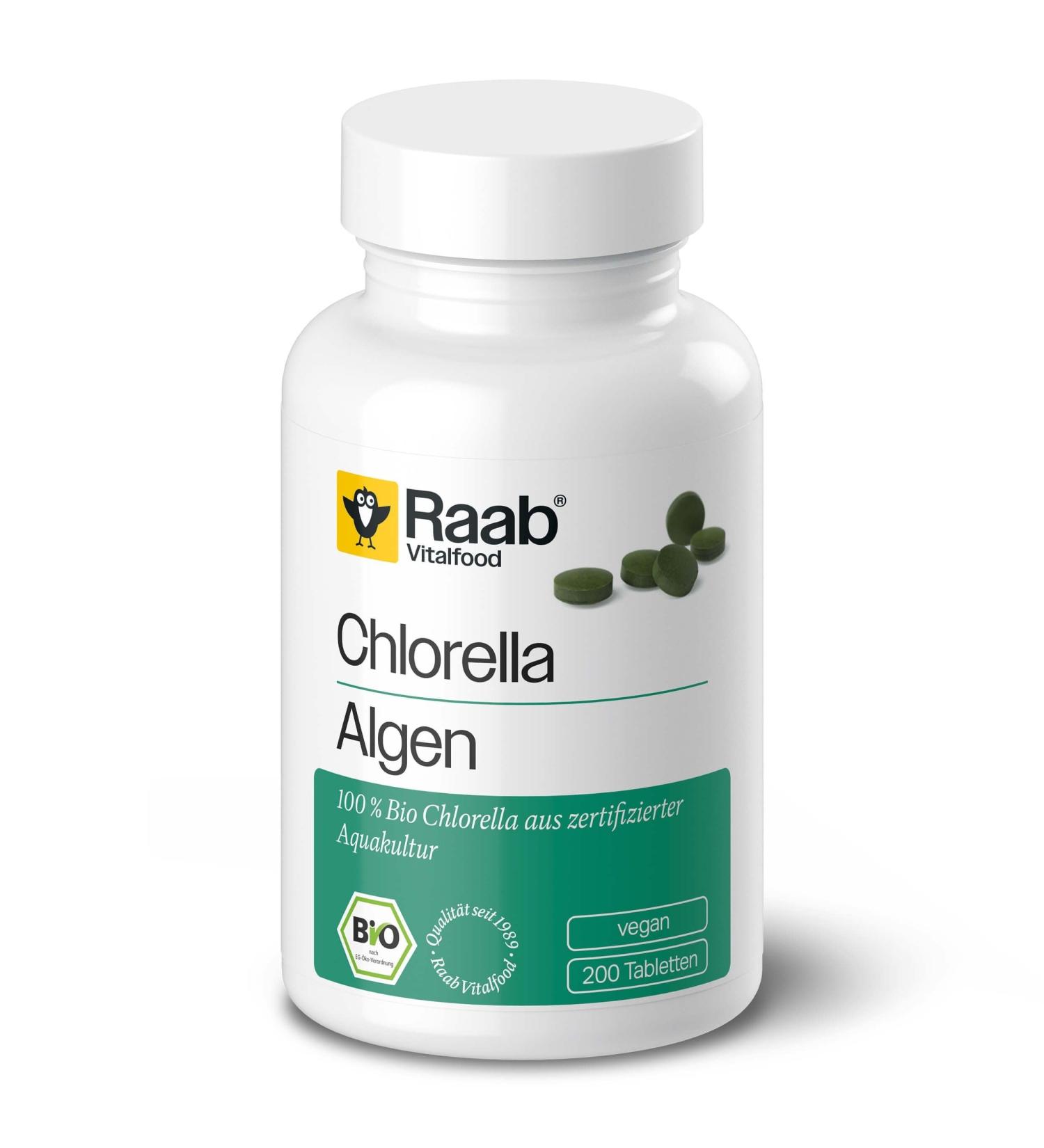 Raab Vitalfood organic chlorella tablets made from pure micro-algae 200 pieces vegan 80 g