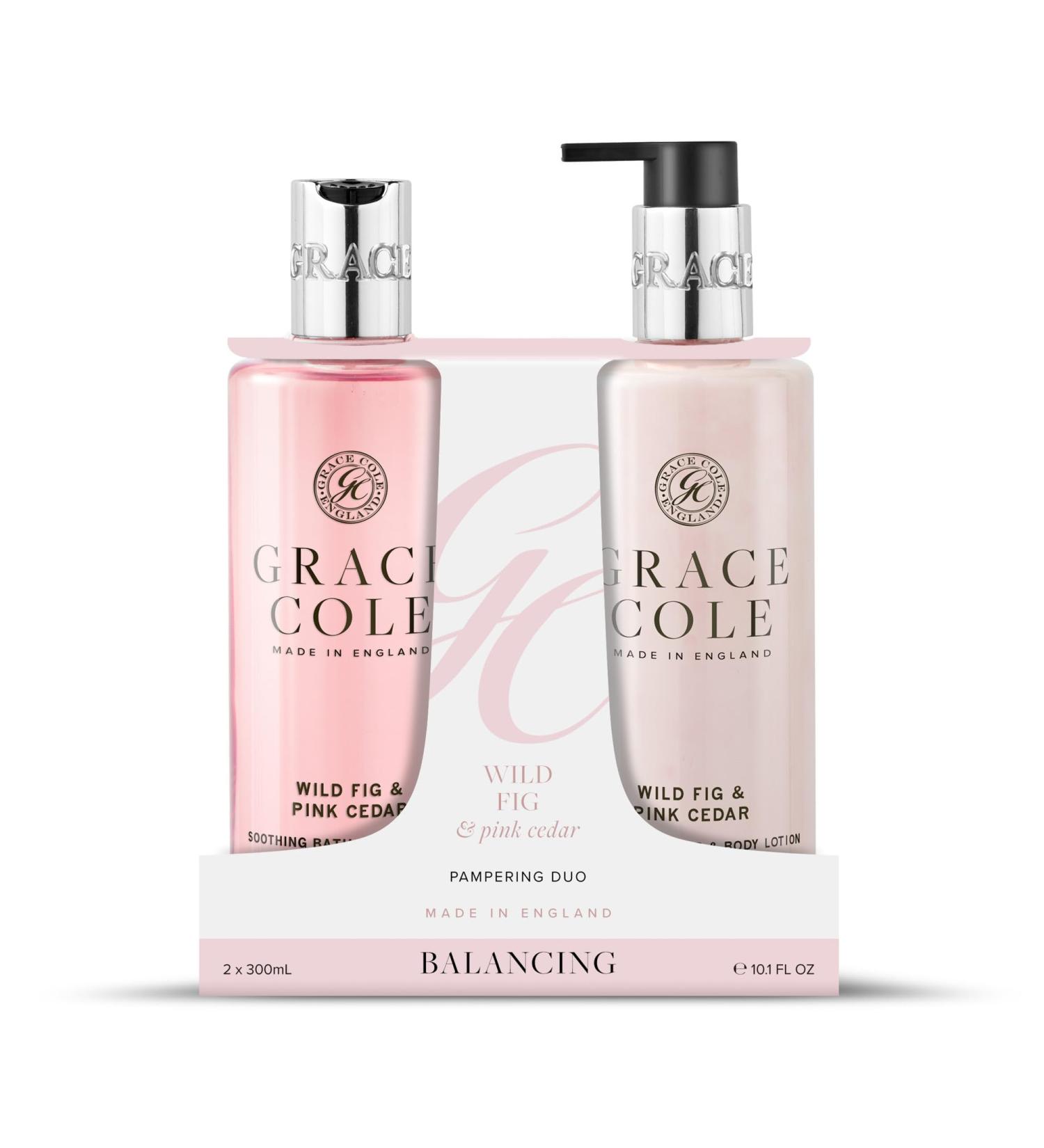 Grace Cole Wild Fig & Pink Cedar Care Duo 2x300ml - Essential Oils - Vegan - Made In England - Buy Online on GoSupps.com