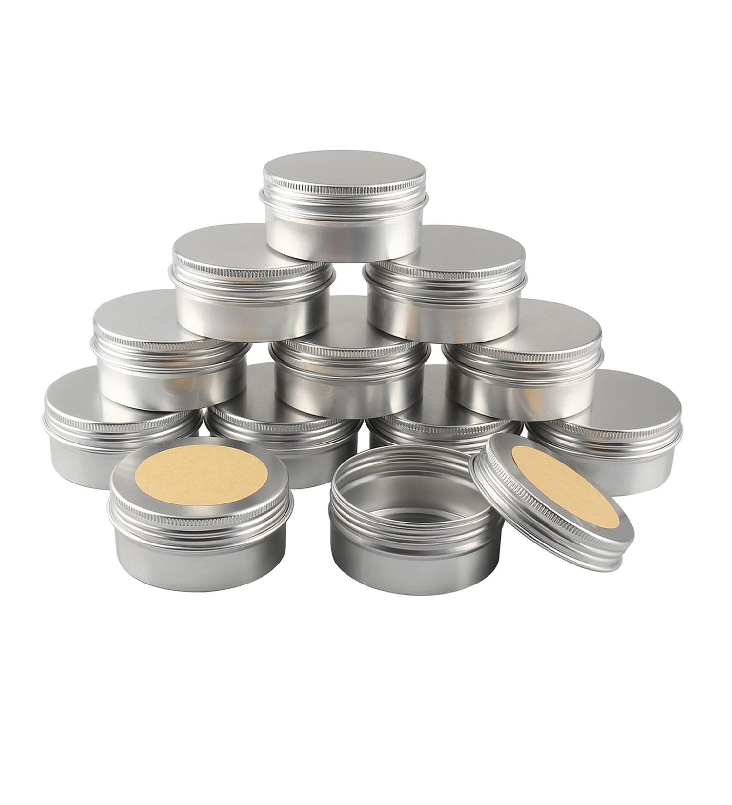 Basic Packing: 12 pcs 80ml Silver Aluminum Jars with Screw Caps - Ideal for Cosmetics & Crafts - Buy Online on GoSupps.com