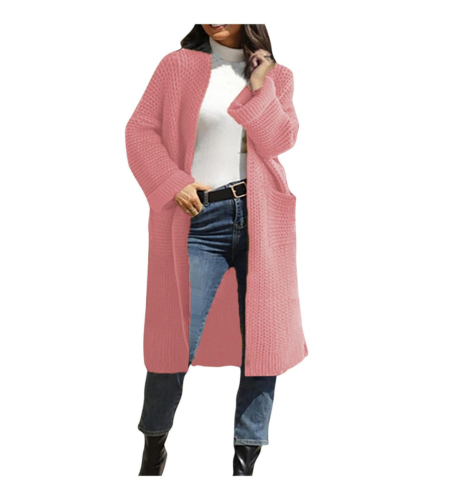 Yihaojia Women Open Front Knit Cardigan Sweater 2023 Fall Long Batwing Sleeve Chunky Knit Cardigan Sweater Outwear Hot Pink#11 3X-Large - Buy Online on GoSupps.com