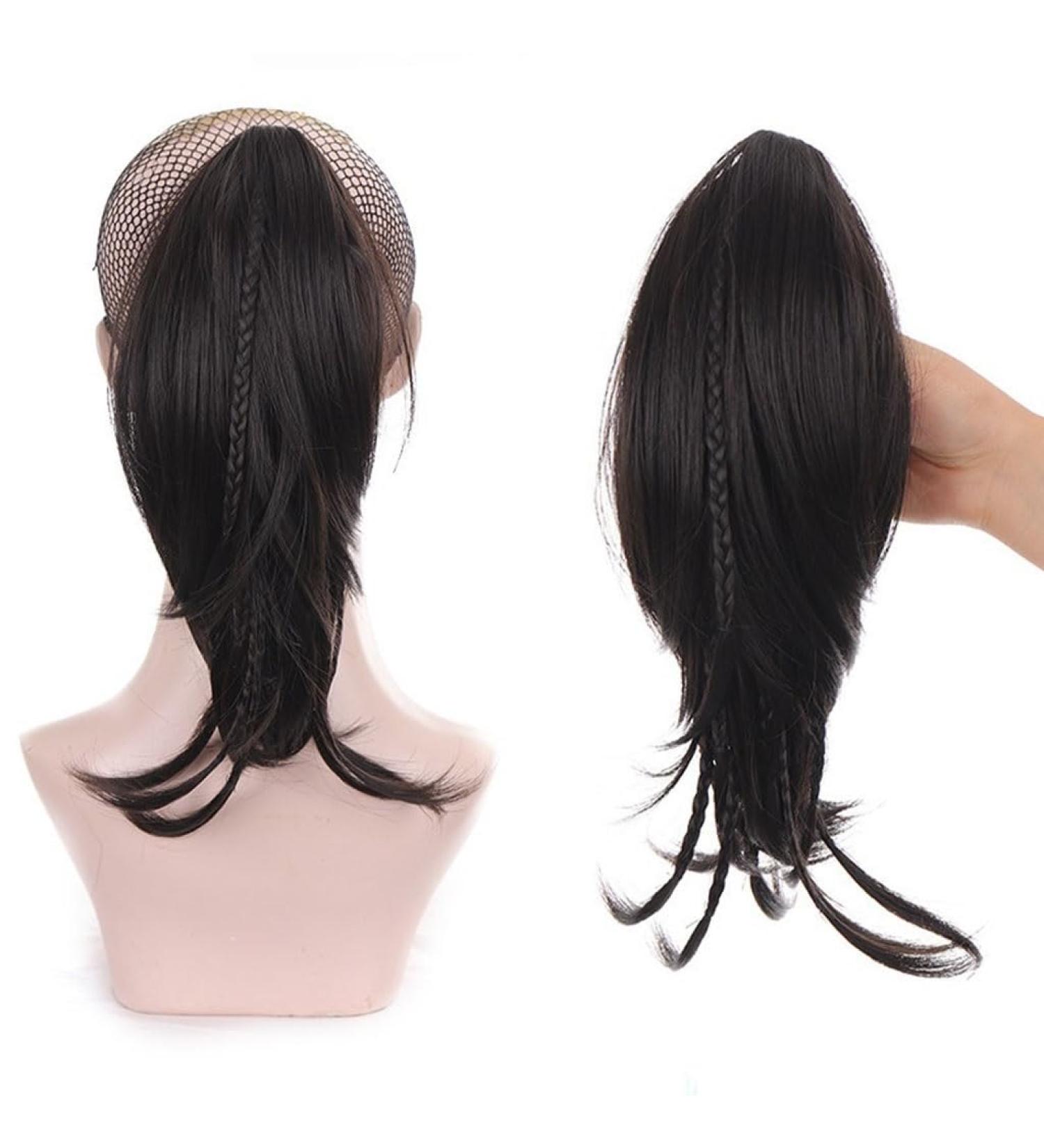 Hair Accessories 12inches Women's Mid-length Hair Ponytail Small Braid Claw Clip Ponytail Extension Long Straight Wig Bun Hair Pieces For Women(4) 12 inch 4 - Buy Online on GoSupps.com
