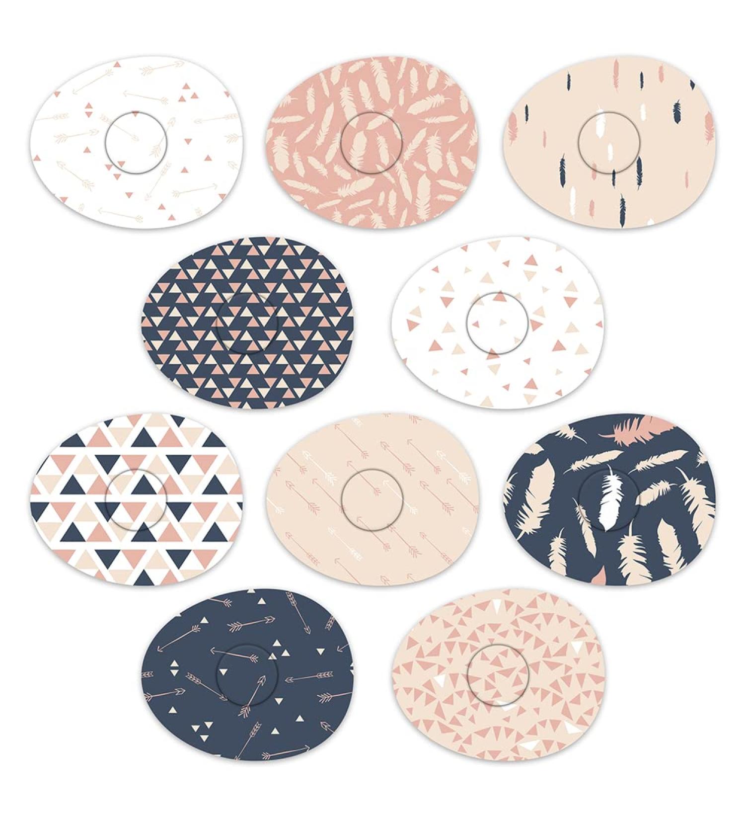 Rockadex Adhesive Patches - Compatible for Freestyle Libre Sensor Custom-Designed Freestyle Libre Patches Diabetic Supplies Mix 10 Pack Tribal Mix (Freestyle Libre 2)