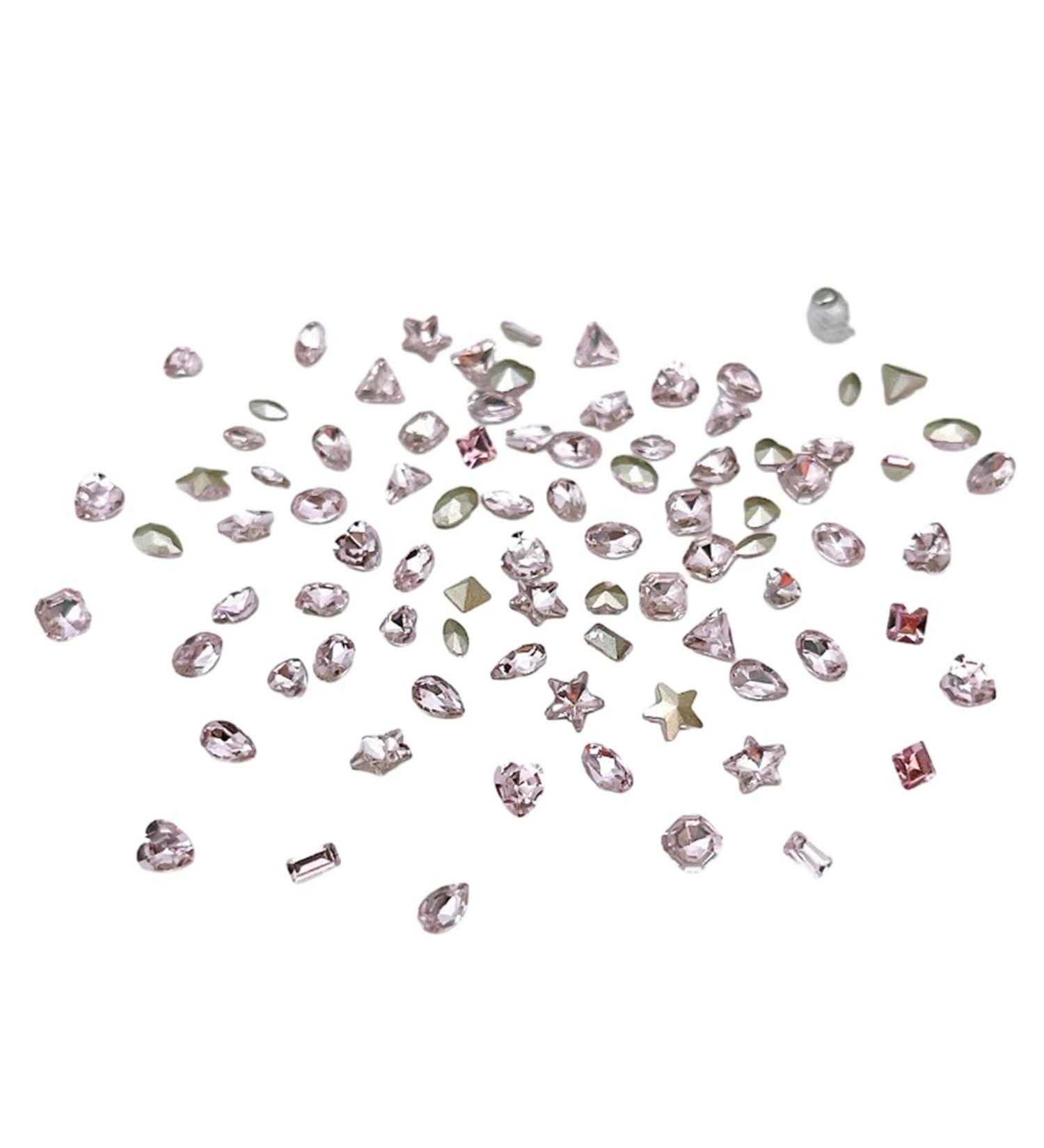 Multi-Shape Nail Rhinestones Decoration Art Accessories Jewelry Diamond 3D Tips Glass Crystal Pendant Ornaments Manicure Nail Art Stickers Decals Flower Supplies Kit Polish Jewels Tools Accessories light pink - Buy Online on GoSupps.com