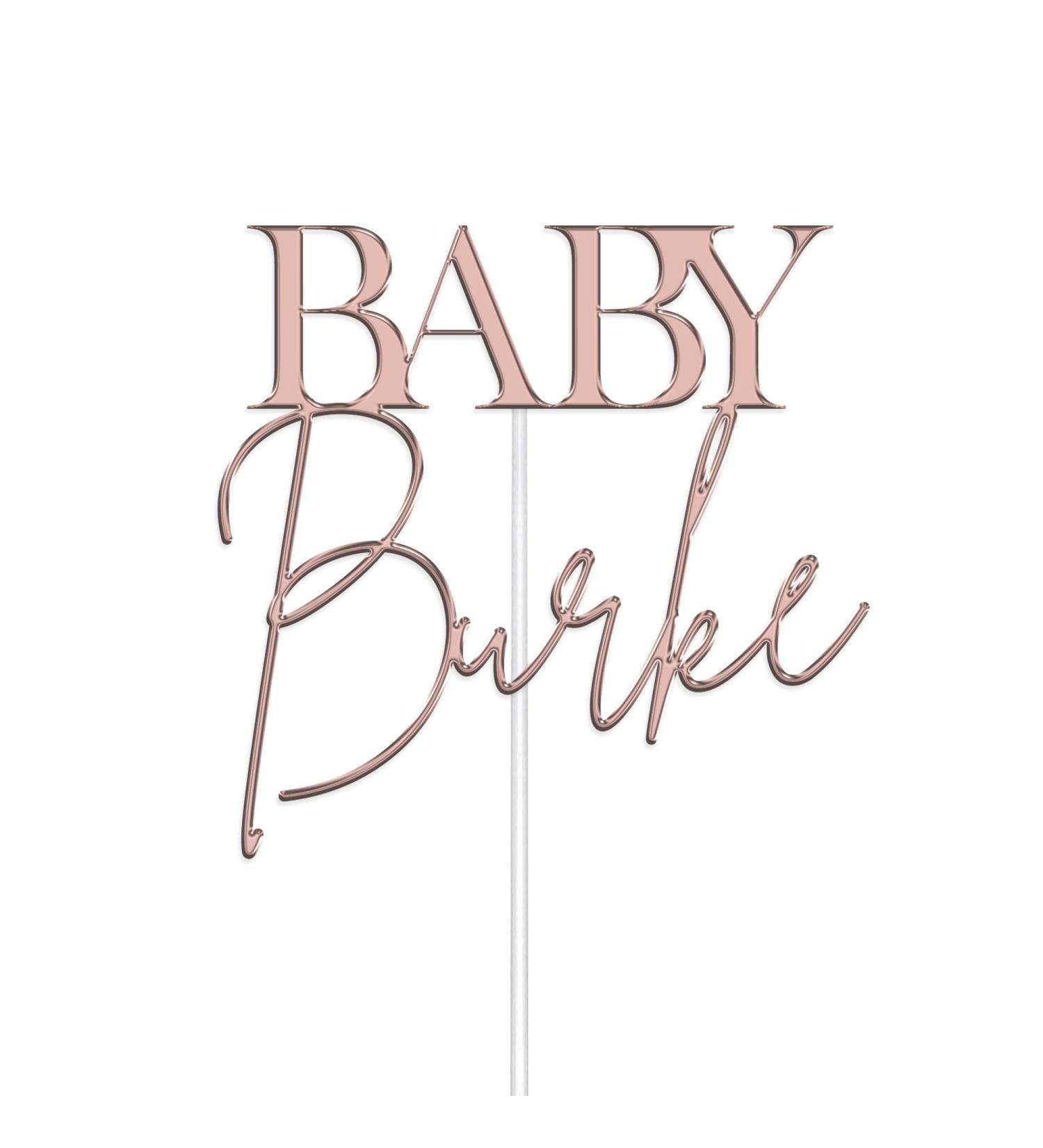 Personalised Baby Shower Cake Topper by KreateSquare - Custom Name Acrylic Decoration in Rose Gold for Welcoming New Baby Party - Buy Online on GoSupps.com
