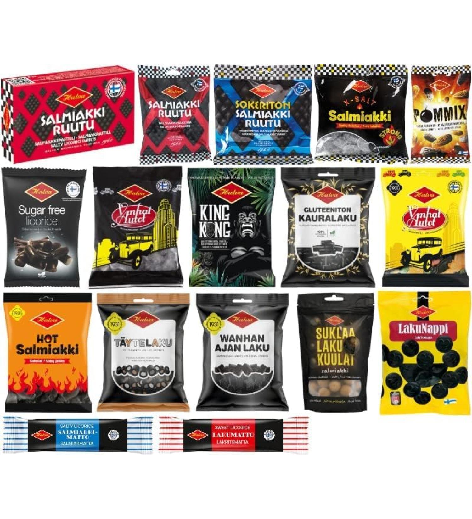 Halva Salmiakki and Licorice (Pack of 10 kind) - Pick Any 10 from Many Flavors Finland - Buy Online on GoSupps.com