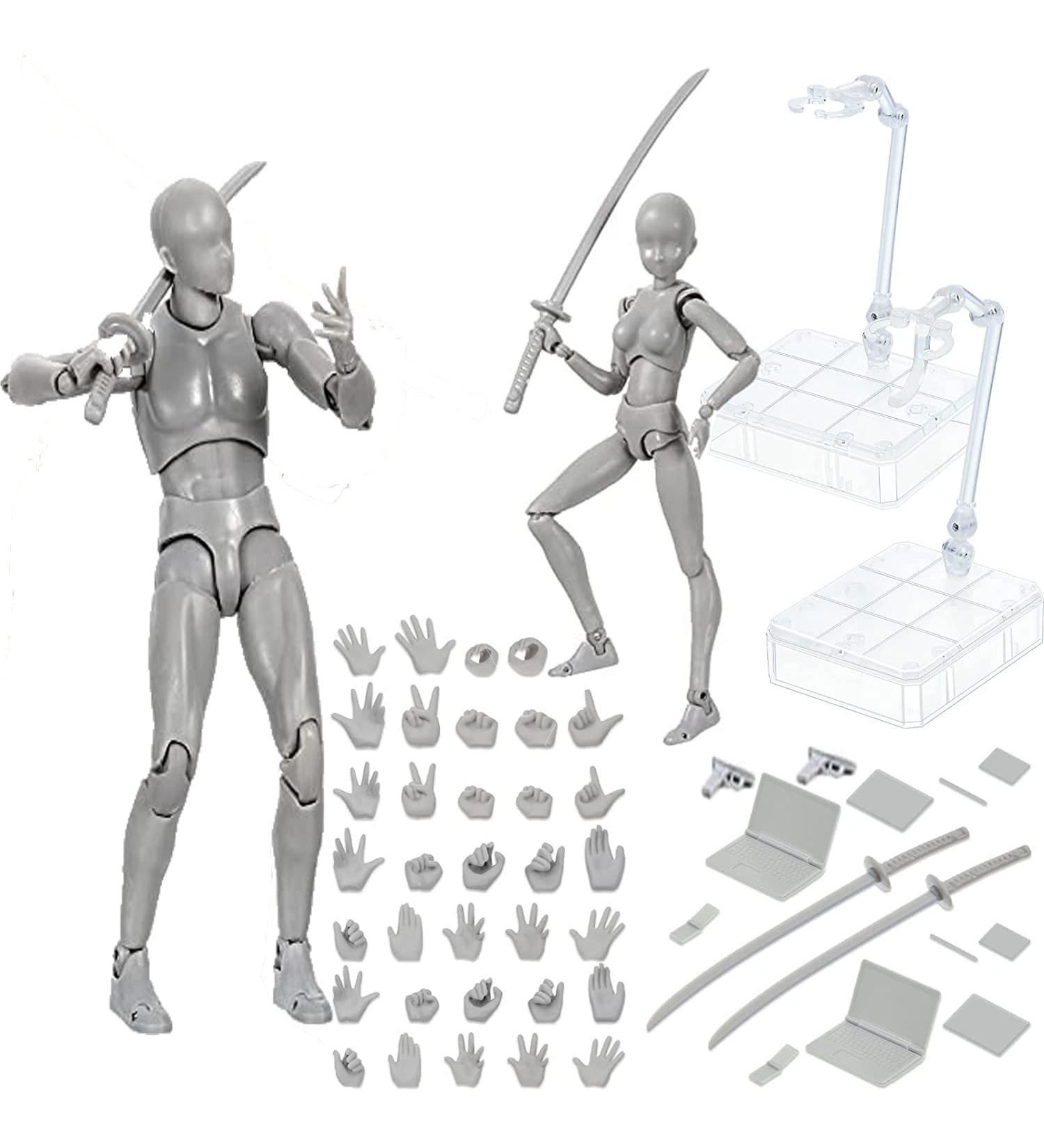 Body Kun Moveable Joint Set - Male & Female Gray 6inch Action Figure Drawing Models for Artists - Buy Online on GoSupps.com