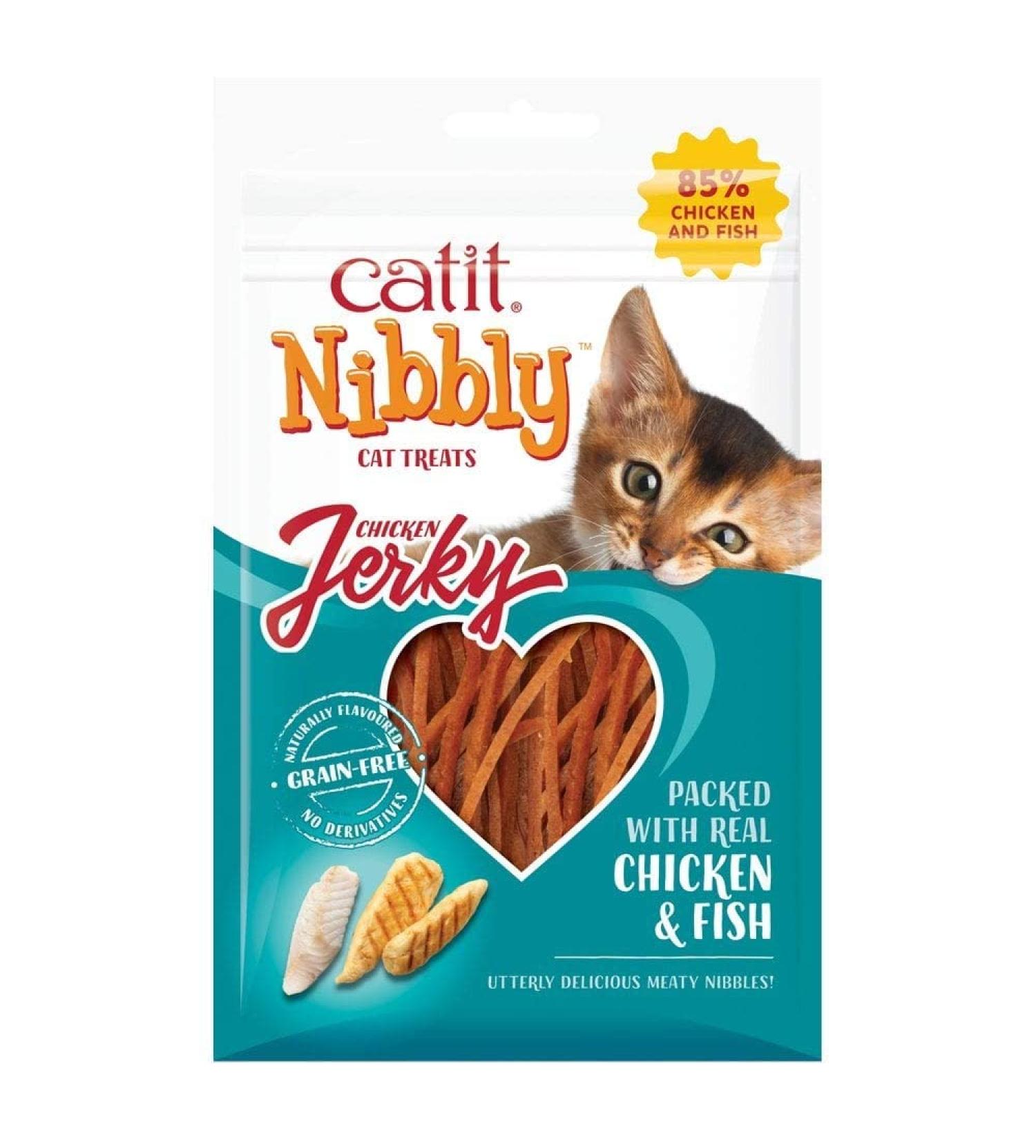 Buy Catit Nibbly Jerky Chewing Strips for Cats - Chicken & Fish 30g | International Shipping Available - Buy Online on GoSupps.com