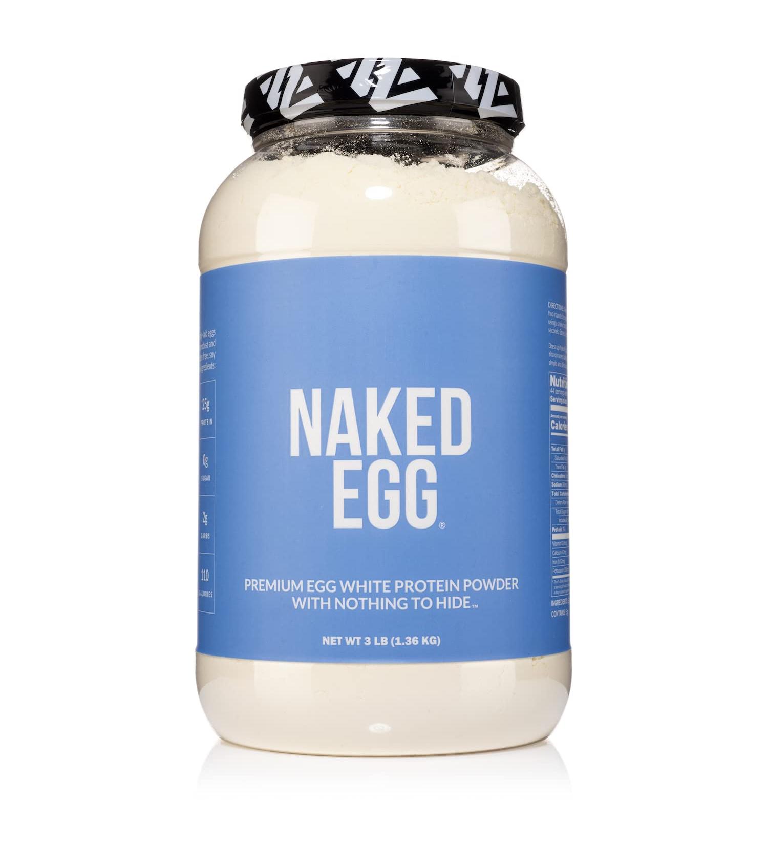 Naked Nutrition 3LB Non-GMO Egg White Protein Powder | Unflavored Paleo Dairy Free Gluten Free | 25g Protein per Serving | International Shipping Available - Buy Online on GoSupps.com