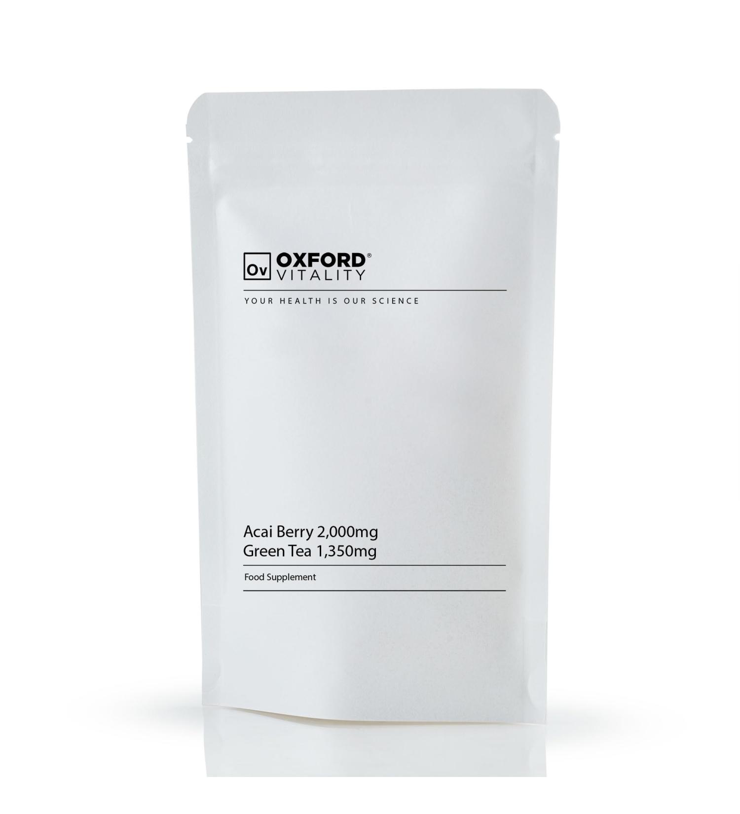 Acai Berry 2000mg & Green Tea 1350mg Tablets - Catechins & ECGCs - Oxford Vitality 500 Count - Buy Online on GoSupps.com