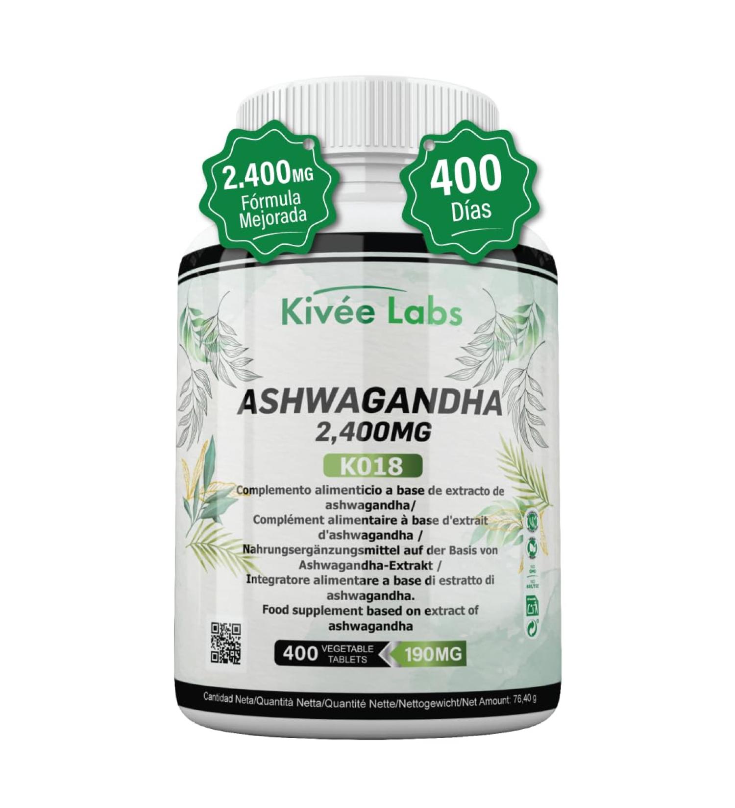 400 comprim s Ashwagandha haute puissance | 2400 mg par comprim avec une concentration de 50:1 | V GAN - Sans gluten - Sans OGM.
