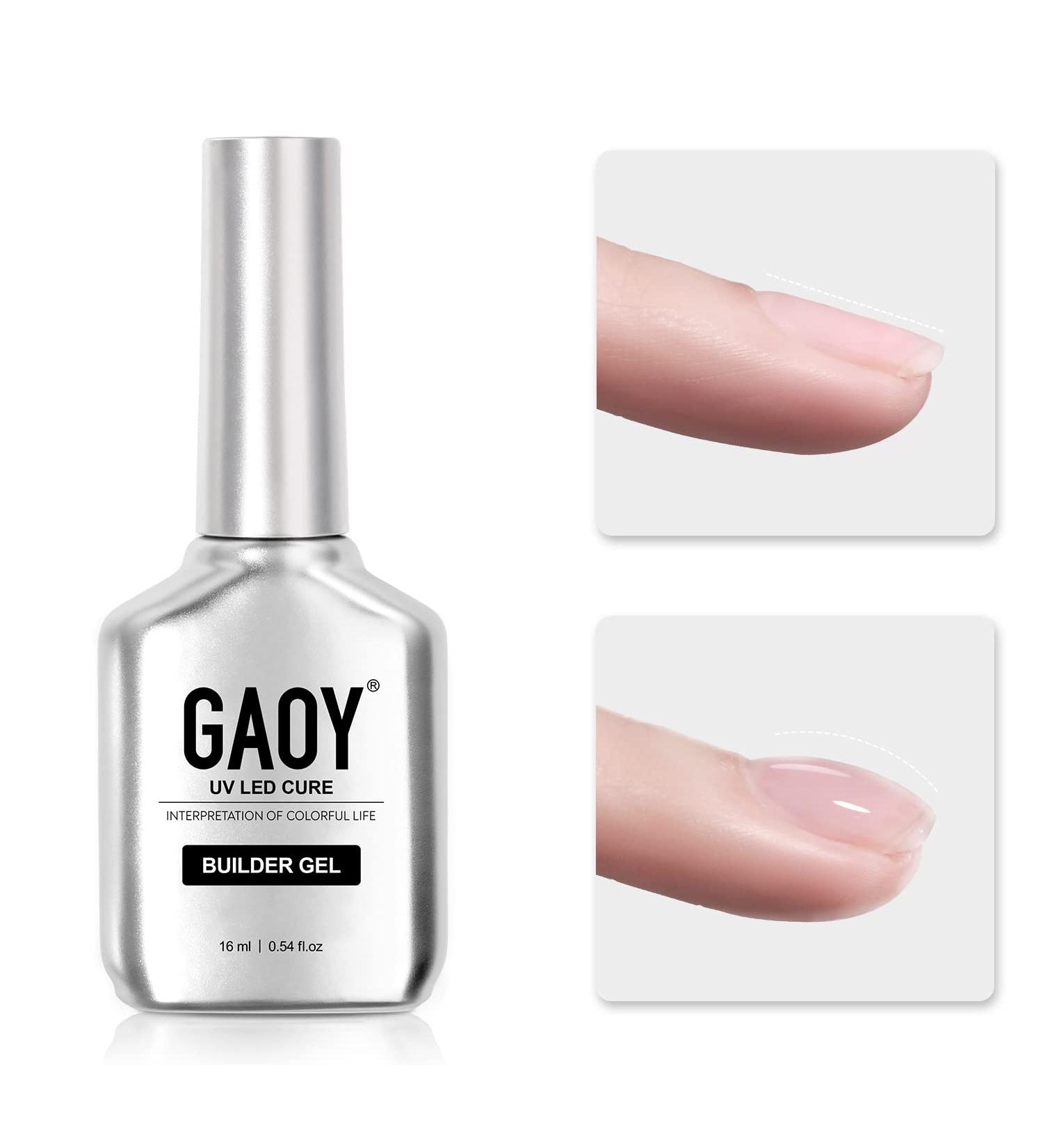 GAOY Clear Builder Gel for Nails 16ml Nail Strengthener in a Bottle Nail Extension Hard Gel Soak Off Long Lasting UV Gel Base Coat Top Coat Needed - Buy Online on GoSupps.com