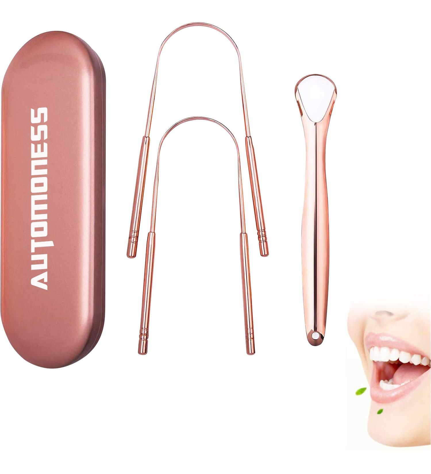 Premium 3-Pack Stainless Steel Tongue Cleaners - Bad Breath Solution with Case | Oral Care Essentials - Buy Online on GoSupps.com