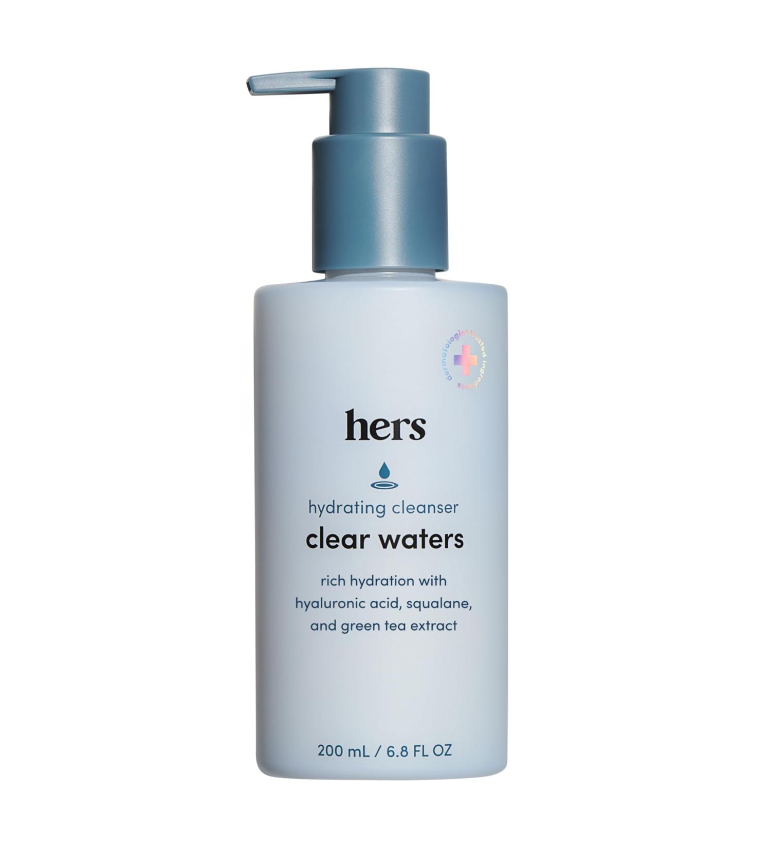 hers Clear Waters Facial Cleanser - Hyaluronic Acid, Squalane, & Green Tea Extract - Hydrating Face Wash for All Skin Types - pH Balanced & Paraben-Free - 6.8 Fl Oz 6.8 Fl Oz (Pack of 1) - Buy Online on GoSupps.com