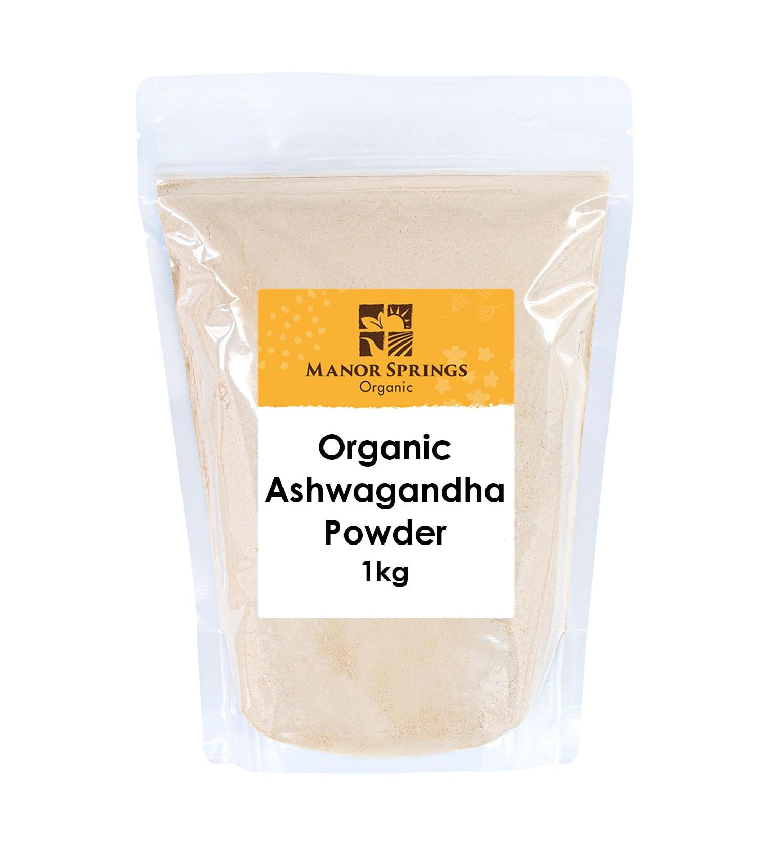 Manor Springs Organic Ashwagandha Powder 1kg - Pure & Natural Stress Relief Supplement - Buy Online on GoSupps.com