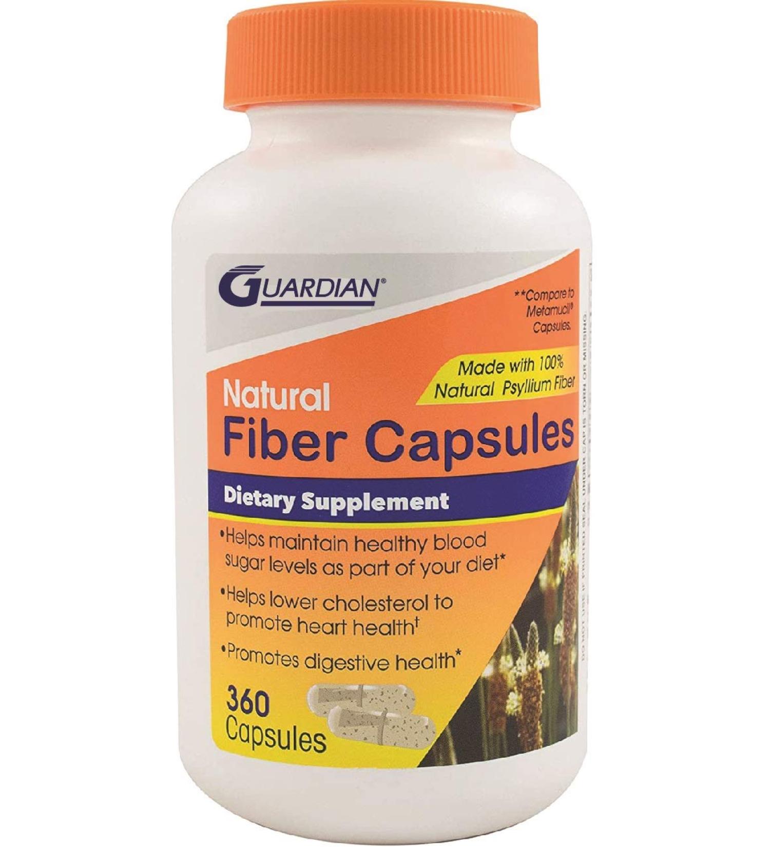Guardian Psyllium Fiber Capsules - 360 Count Bottle for Digestive Health - Pack of 1 - Buy Online on GoSupps.com