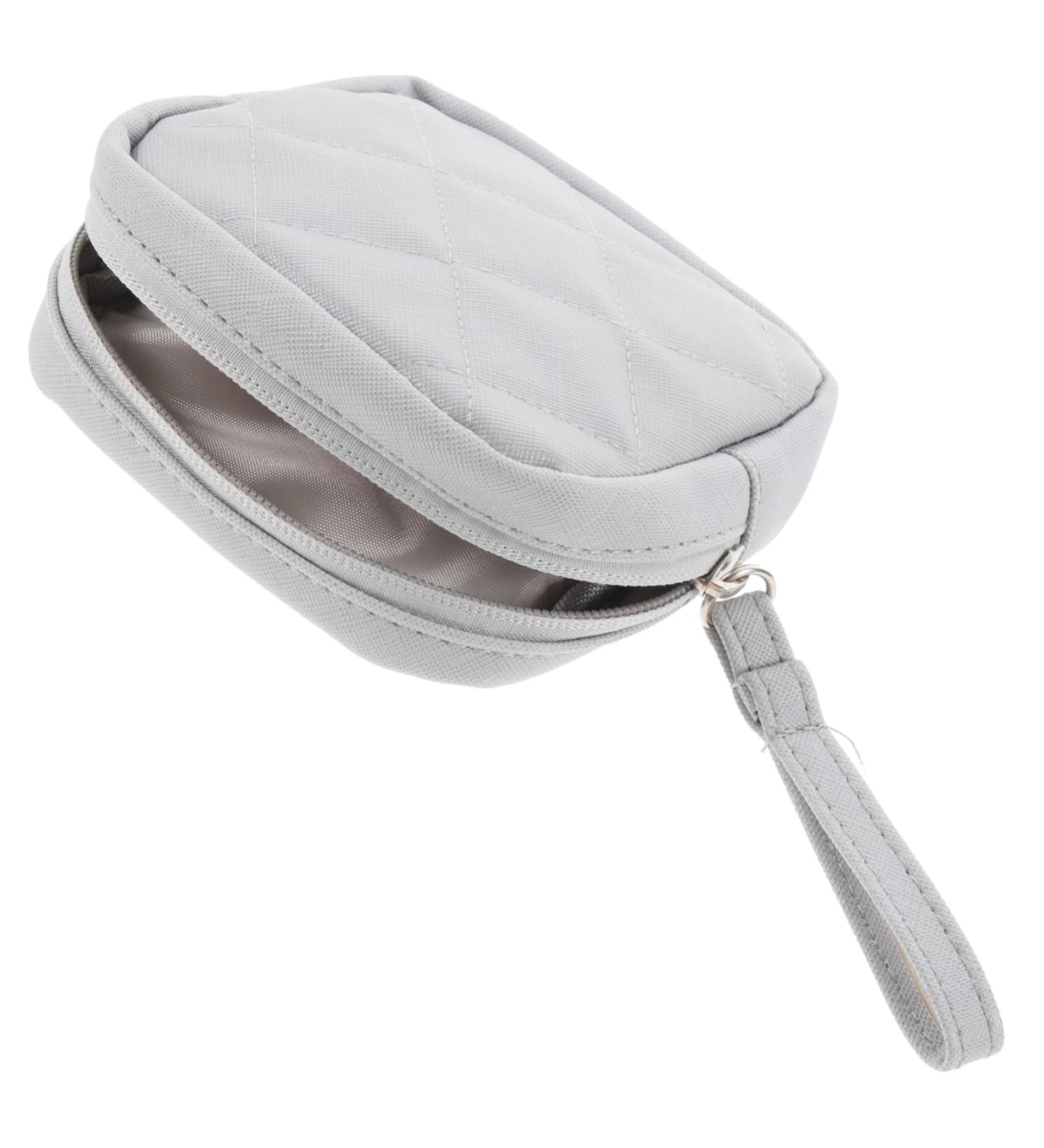 Iwowhero Leather Cosmetics Bag | Zip Organizer & Storage for Women | PU Gray Mini Accessory 13x13cm - Buy Online on GoSupps.com