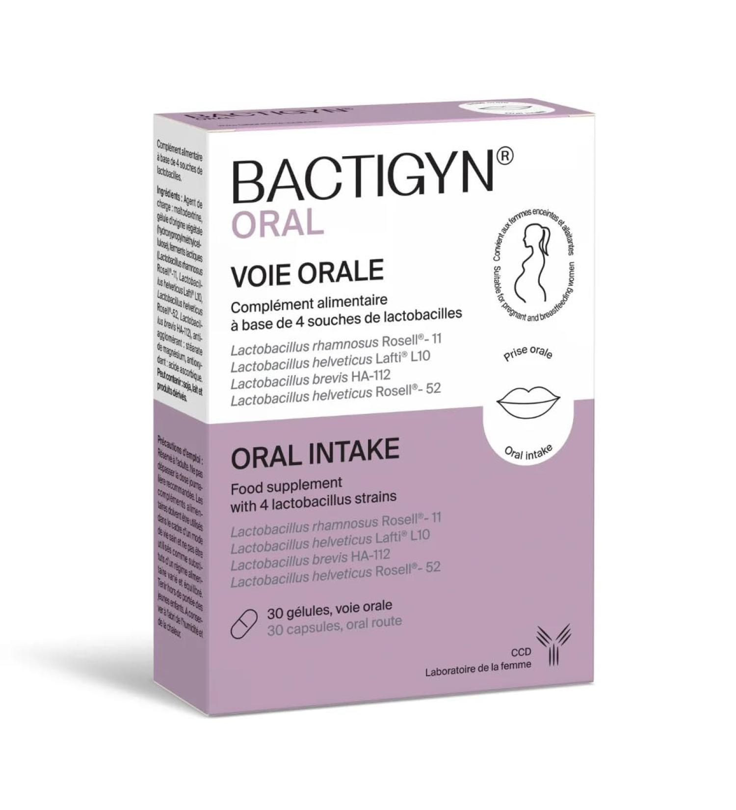 CCD LABORATOIRE Bactigyn Oral Probiotics for Women 4 Lactobacilli Strains 210 CFU per Capsule Microbiotic Balance and Feminine Comfort Made in France 30 Capsules