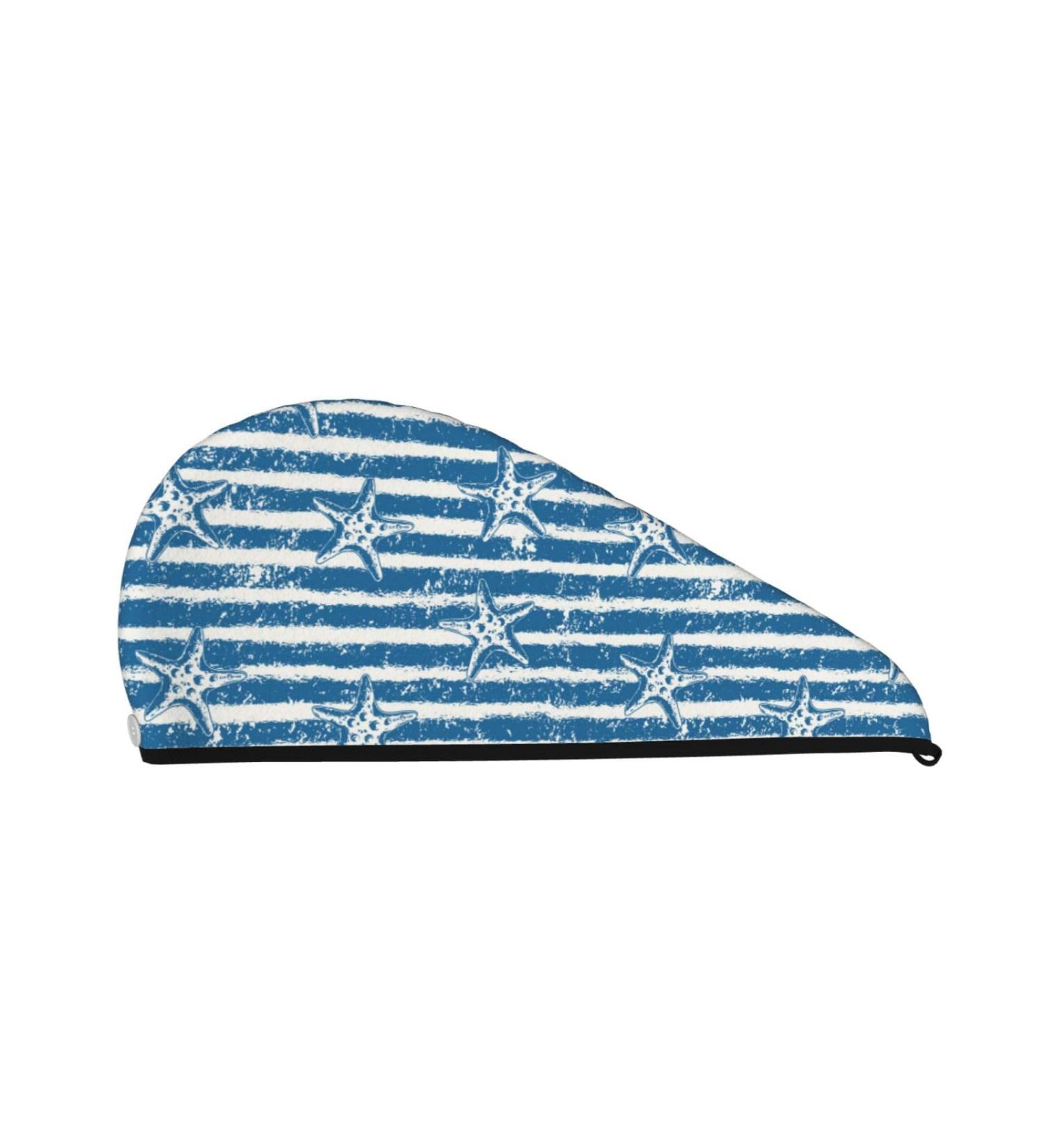 Ocean on Striped Microfiber Hair Towel Wrap - Soft Super Absorbent Coral Velvet Quick Dry Cap for Long Curly & Thick Hair - Buy Online on GoSupps.com